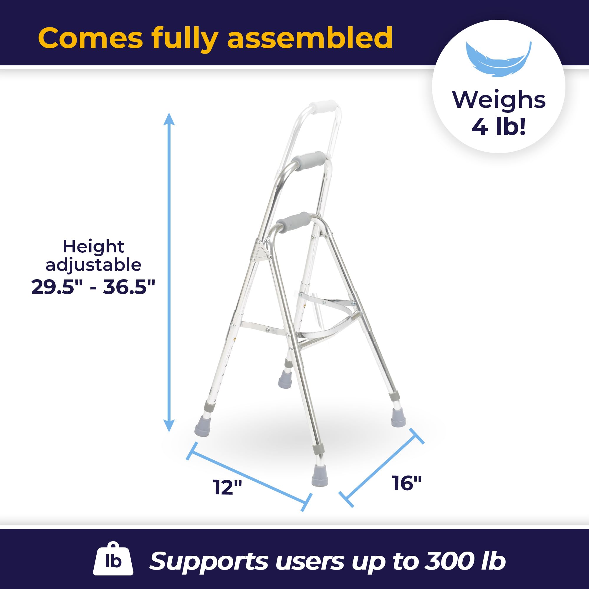 Drive Medical Side Style Hemi One Arm Walker, Chrome, Adult