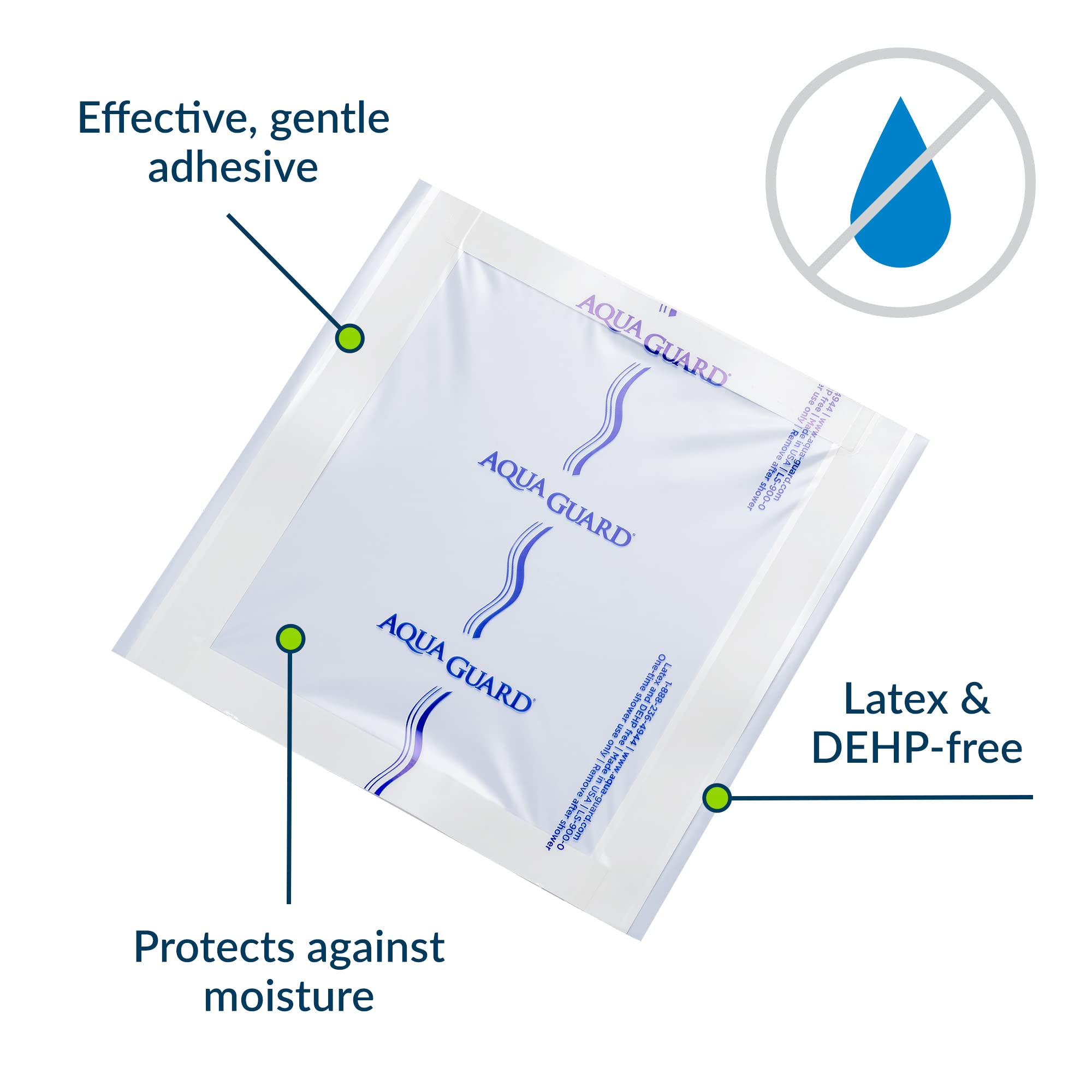 TIDI 50015-PKG AquaGuard Sheet – 9” x 9” – (Area of Coverage: 7” x 7.5”) – Shower Protection Sheet – Self-Adhesive Moisture Barrier – Wound Cover for Showering – 7 Sheets – Home Medical Supplies