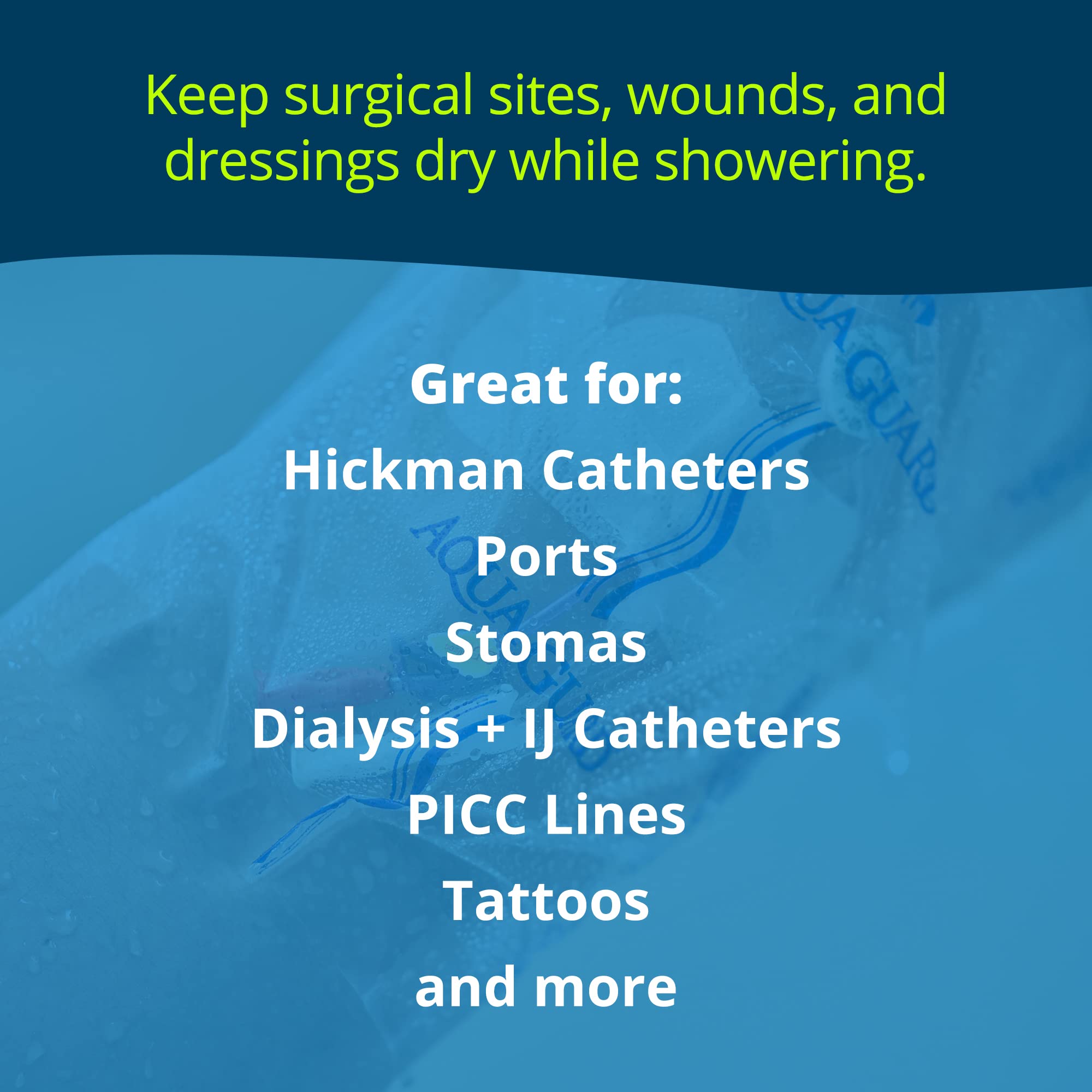 TIDI 50015-PKG AquaGuard Sheet – 9” x 9” – (Area of Coverage: 7” x 7.5”) – Shower Protection Sheet – Self-Adhesive Moisture Barrier – Wound Cover for Showering – 7 Sheets – Home Medical Supplies