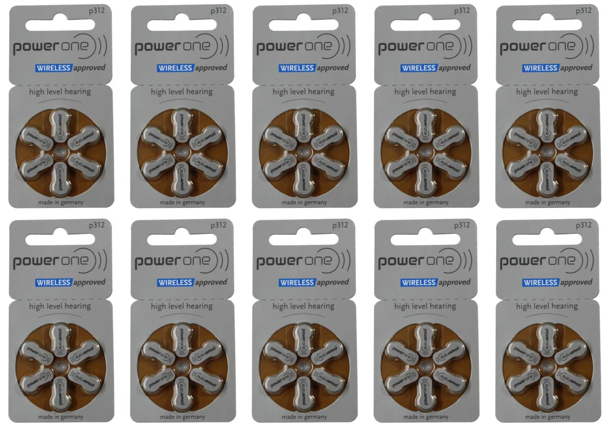 Size P312 Powerone Hearing Aid Batteries, 60 Count