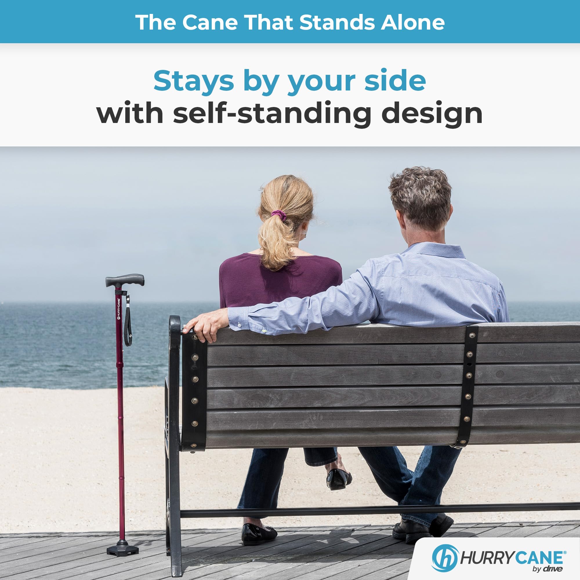 HurryCane Freedom Edition Folding Walking Cane, Pathfinder Purple