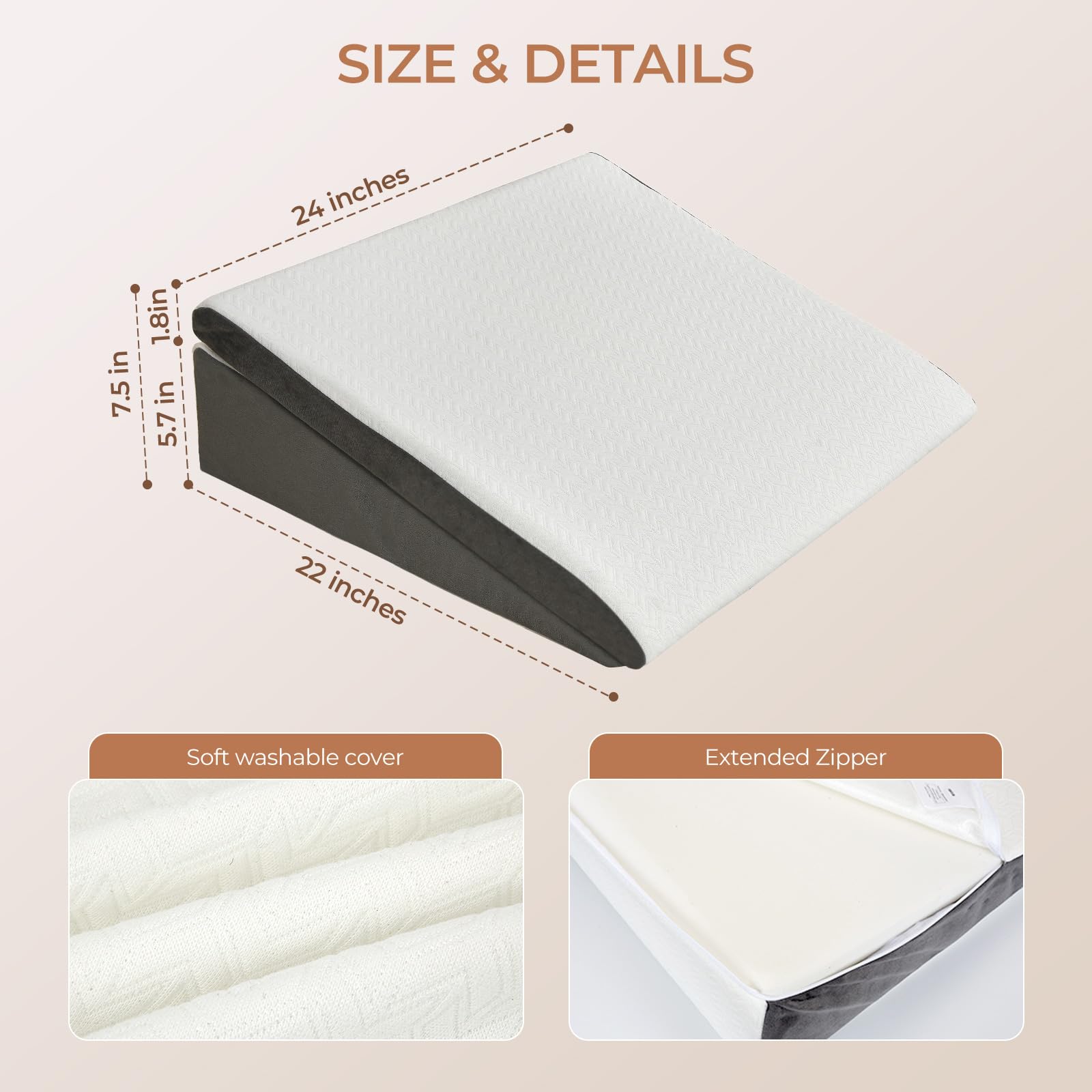 Vekkia 2PCS Wedge Pillow for Sleep Apnea,Wedge Pillow for Acid Reflux,Independent Memory Foam for Sleeping,Back Pain,Gerd,Heartburn,Snoring,Triangle Elevated Pillow for After Surgery/Leg/Neck