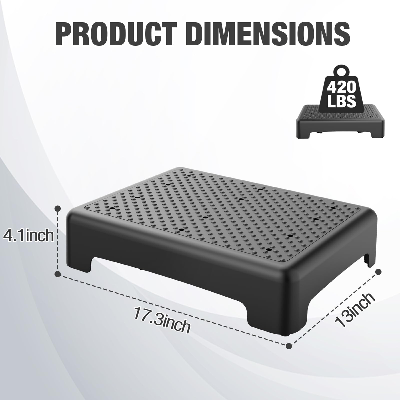 HBTower Mobility Step Stool for Adults & Seniors - Non-Slip Platform Indoor and Outdoor, Portable Riser, Safety Step for Car, Bedside, Office, Shower, Stairs - Black