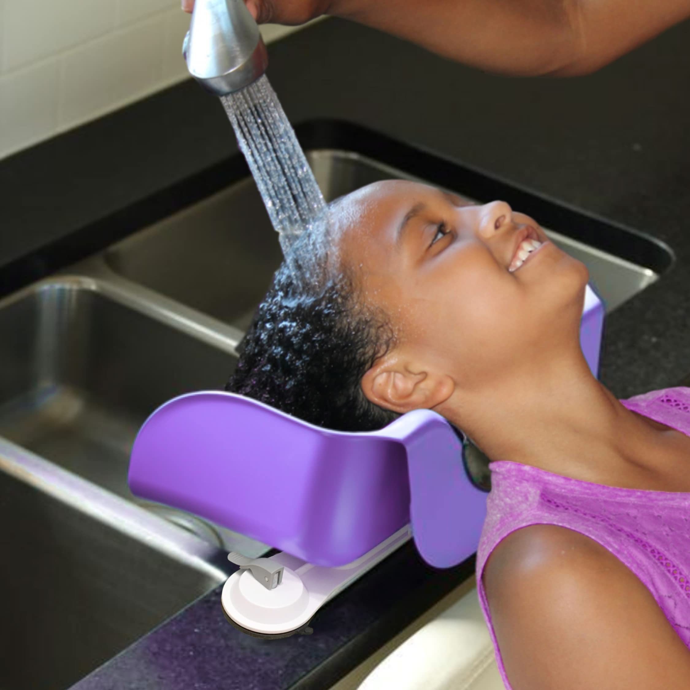 Shampoo Buddy Portable Hair Wash Basin for Children, Toddlers, Kids, Teens | Portable Shampoo Bowl for use on Bathtub or Sink (Purple)