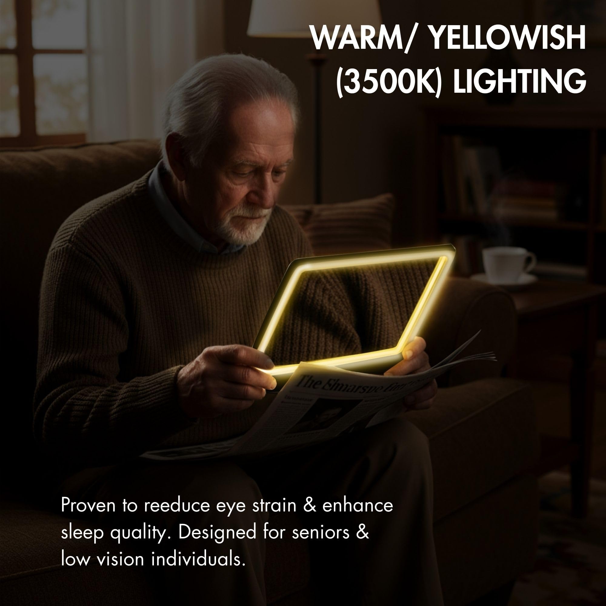 MagniPros 5X Rechargeable Large Ultra Bright LED Page Magnifier with Anti-Glare Lens & 3 Color Light Modes, Relieve Eye Strain- Ideal for Reading Small Prints, Low Vision, Seniors