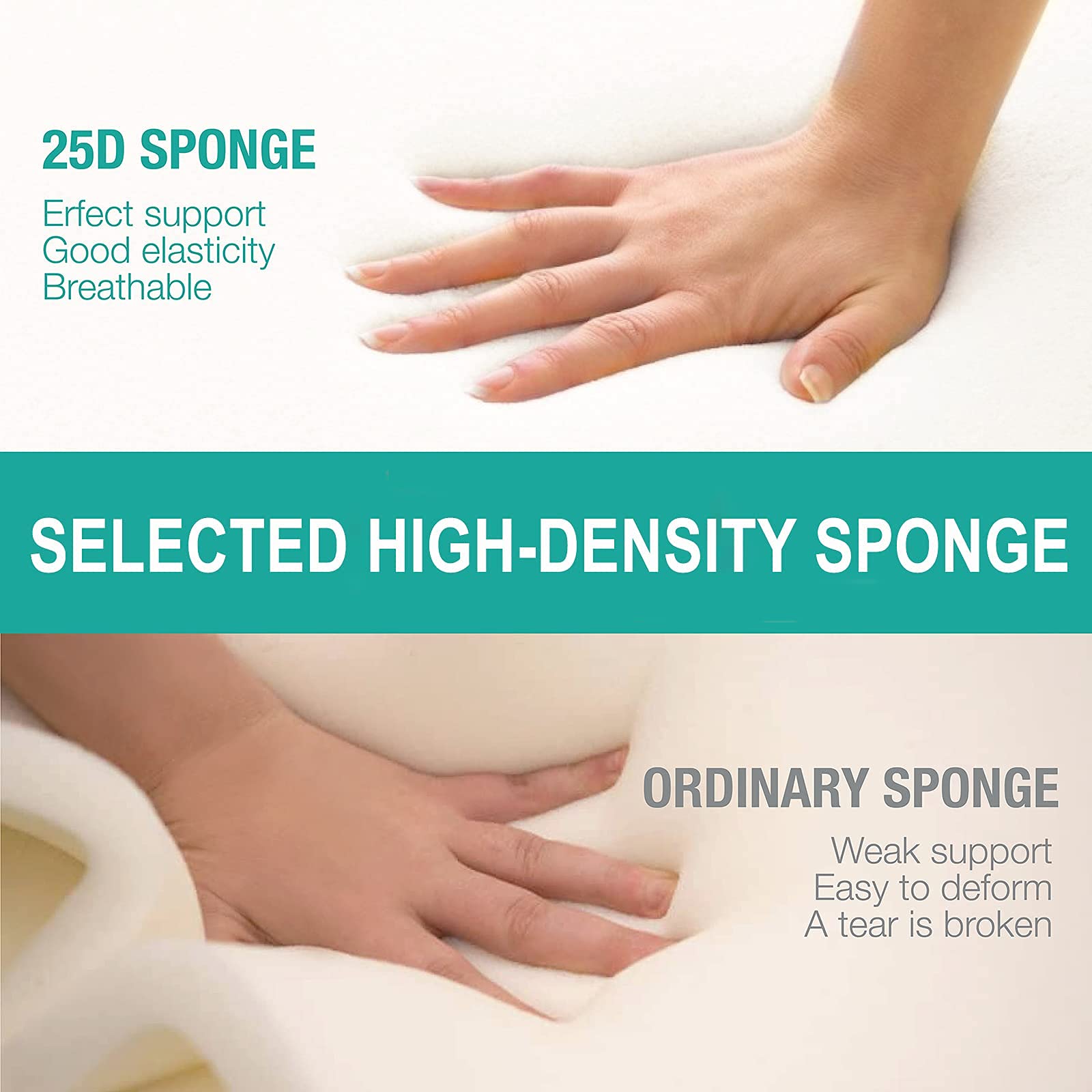 Vekkia Queen Bed Wedge Pillow for Headboard – High-Density Foam Fills Gaps (0-5.5") Between Mattress and Headboard, Wedge Pillow with Pockets for Phone & Remotes, Washable Cover(White)