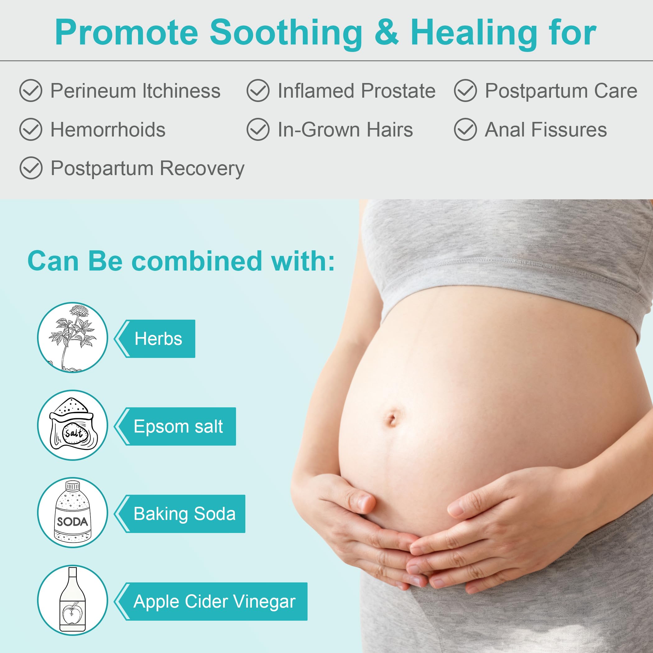 Electric Sitz Bath, Sitz Bath for Hemorrhoids, Sitz Bath for Toilet Seat, Sitz Bath for Postpartum Care, Sits Bath Kit for Women, Automatic Flushing, Foldable, Fits Universal Toilet