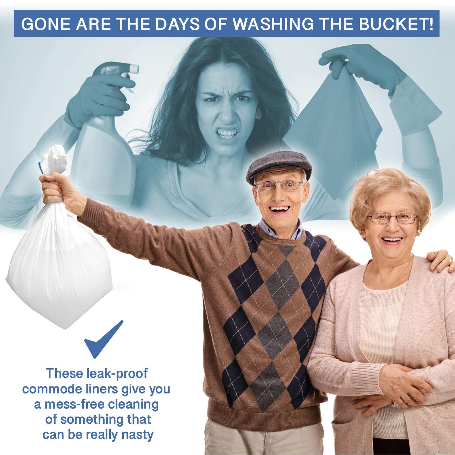 Commode Liners - 100 Strong Portable Commode Toilet Bags - Easy to Use Bedside Commode Liners - Bedside Toilet Potty Liners That Support Dignity of Seniors - No Buckets to Wash - NO Absorbent Pad