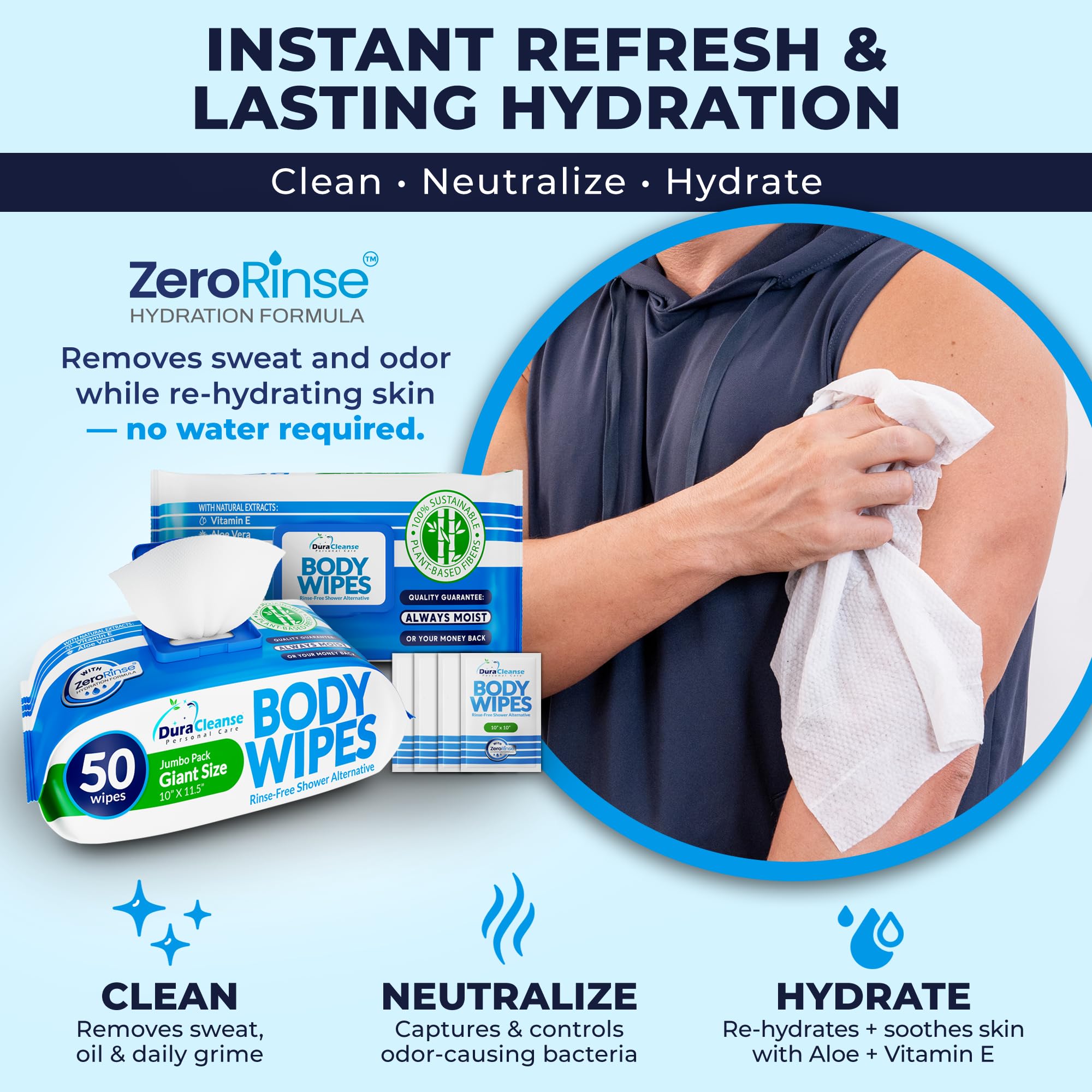 XL Body Wipes - (4 Pack) 200 No Rinse Shower Wipes + 16 Travel Bath Sheets - 10 x 11.5" Thick Cleansing Waterless Washcloths - Disposable Adult Wash Cloths for Elderly Incontinence, Camping Essentials