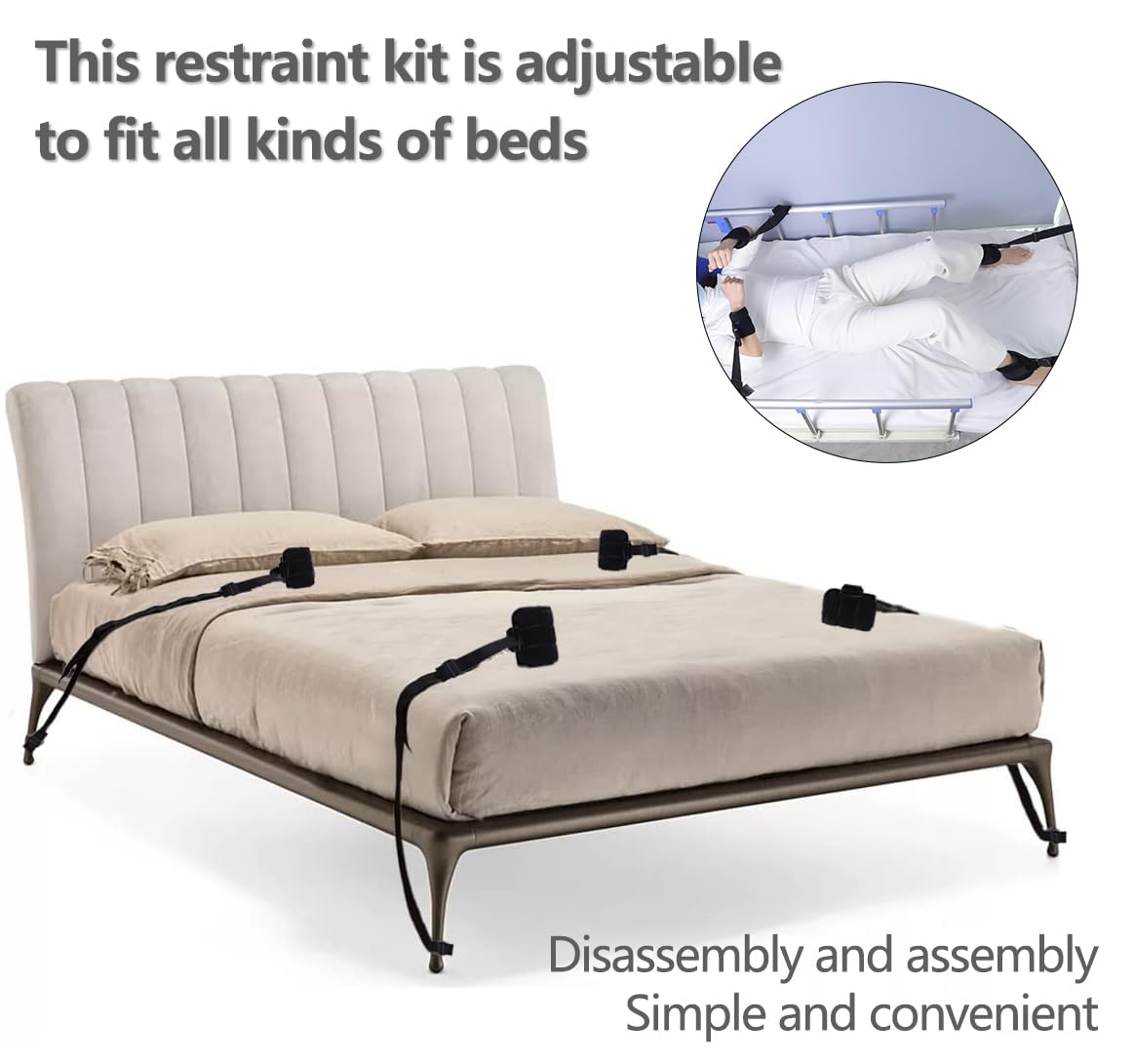 lefeke Patient Medical Restraints with Quick Release Buckles, Bed Restraints Belts for Wrists and Ankles, Limb Holder Movement Limited Ties for Hands or Legs(4 Pieces)