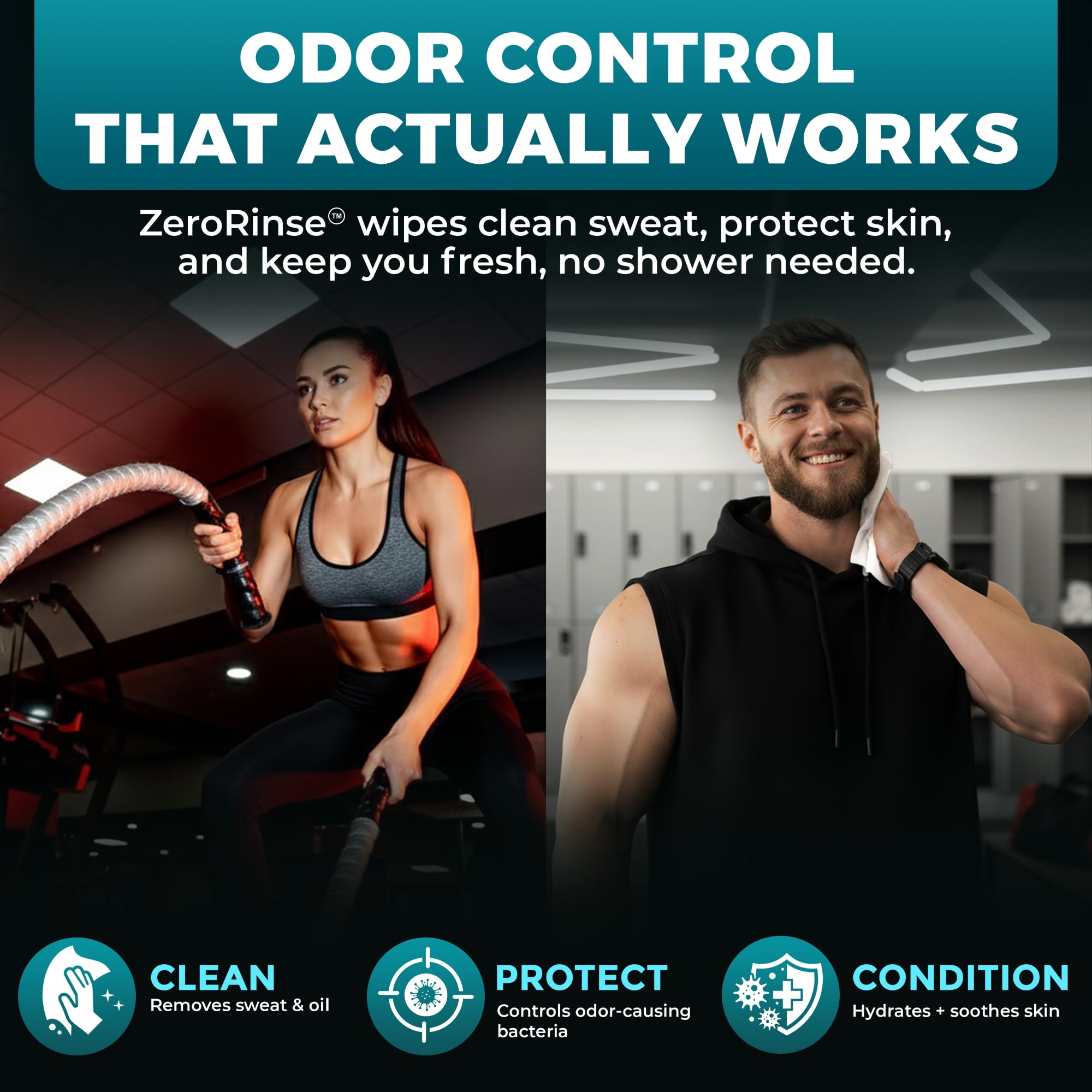 Body Wipes for Men (2pk) - 100 XL No Rinse Shower Sheets + 8 Travel Bath Wipes - 10 x 11.5" After Gym Adult Washcloths - Mens Deodorant & Face Towels For Camping Essentials, Survival Gear and Supplies