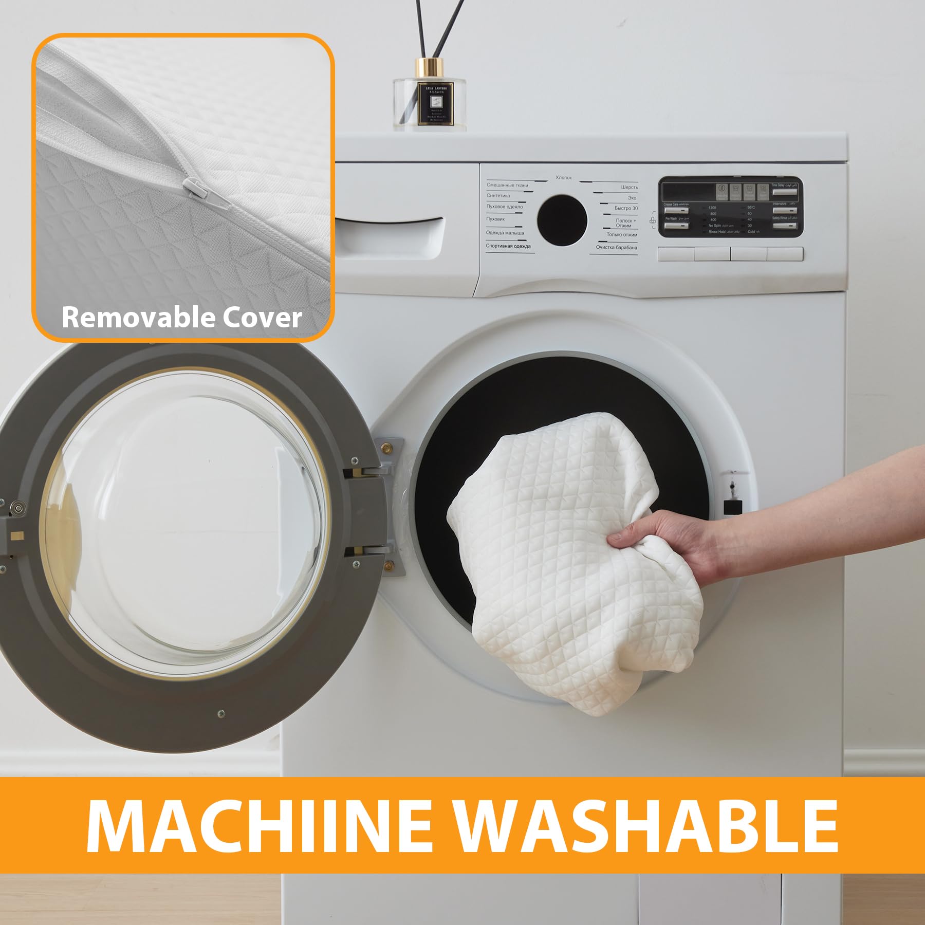 Ruqmuis Knee Pillow for Back Sleeping, 8” Knee Wedge Pillow to Elevate Knee, Leg Pillow for Back Pain Relief, Triangle Pillow, Leg Elevation Pillows for After Surgery, Blood Circulation, White/Grey