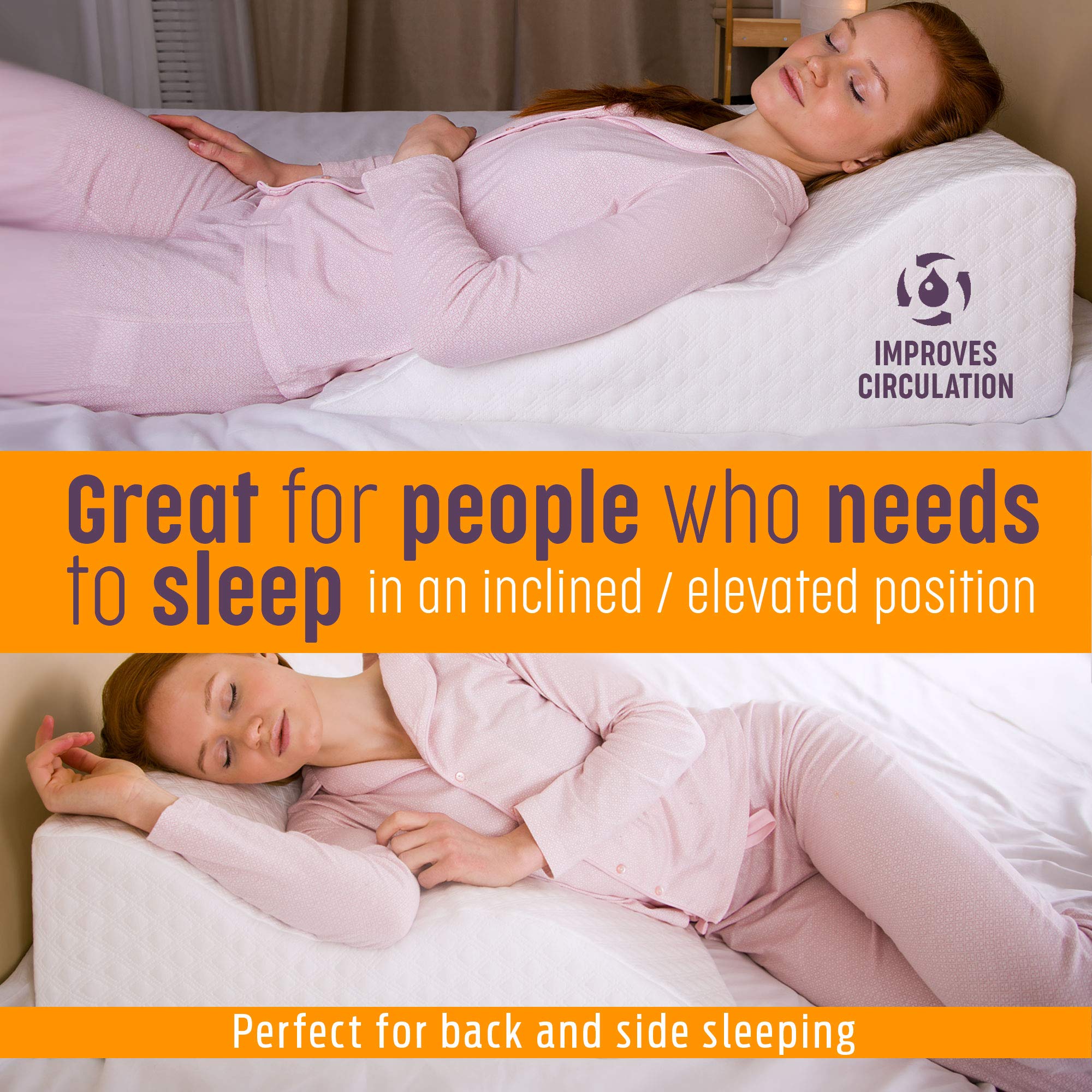 Aeris Wedge Pillow for Sleeping and Nighttime Comfort, Memory Foam Bed Wedge for Post Surgery Recovery, Incline Cushion for Snoring and Stomach Acid, Breathable Viscose Cover with Non Slip Base