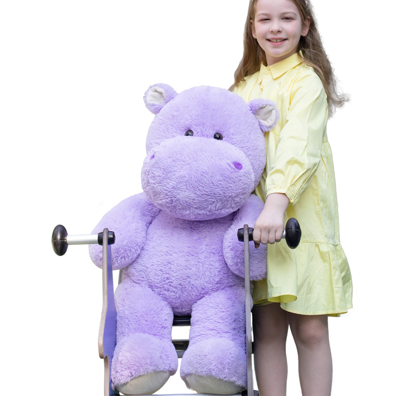 BENINY Giant Humongous Hippo Stuffed Animal, 36" Oversized Plush, Soft Hug Cute Jumbo Hippo Toy Plush Gift for Kids, Purple