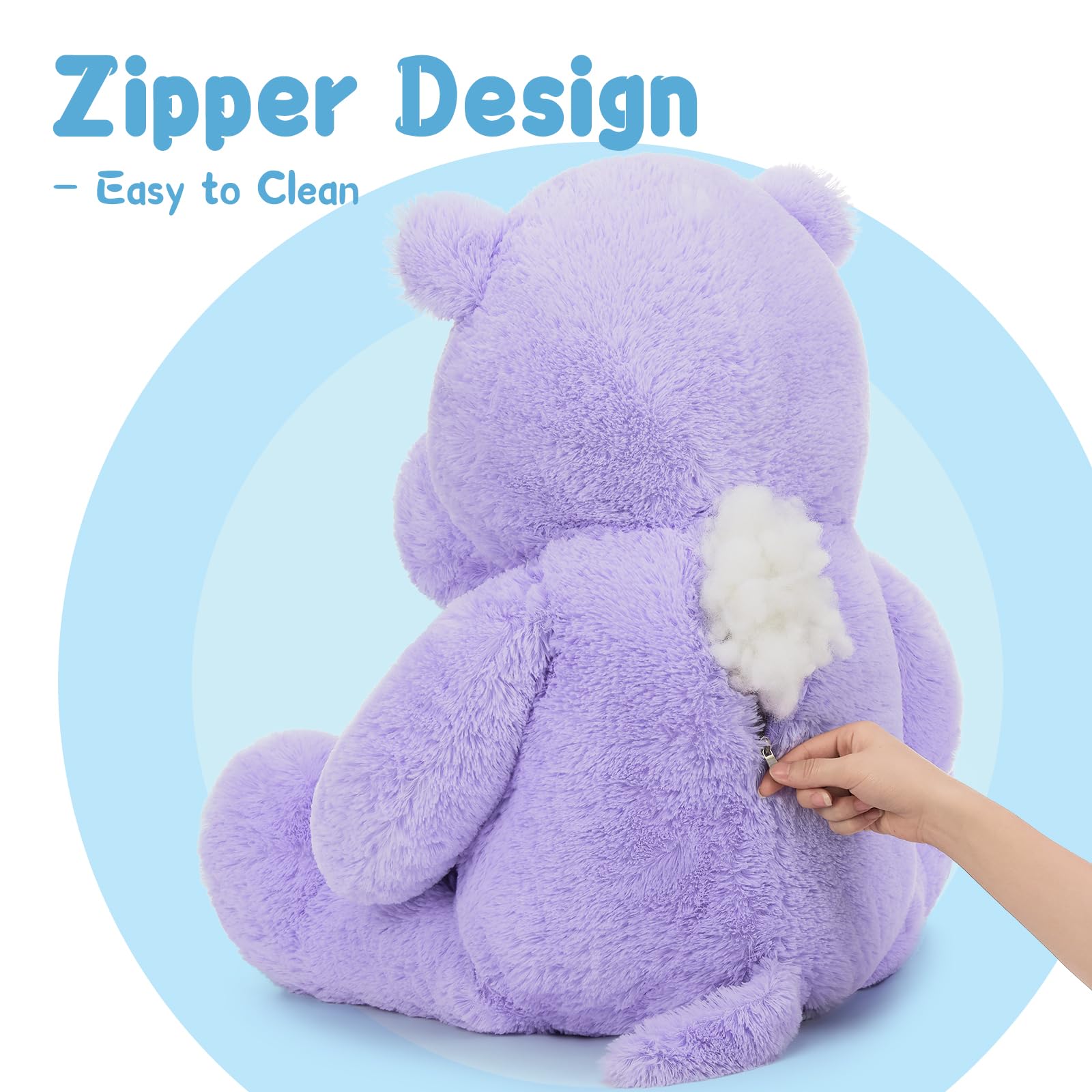 BENINY Giant Humongous Hippo Stuffed Animal, 36" Oversized Plush, Soft Hug Cute Jumbo Hippo Toy Plush Gift for Kids, Purple