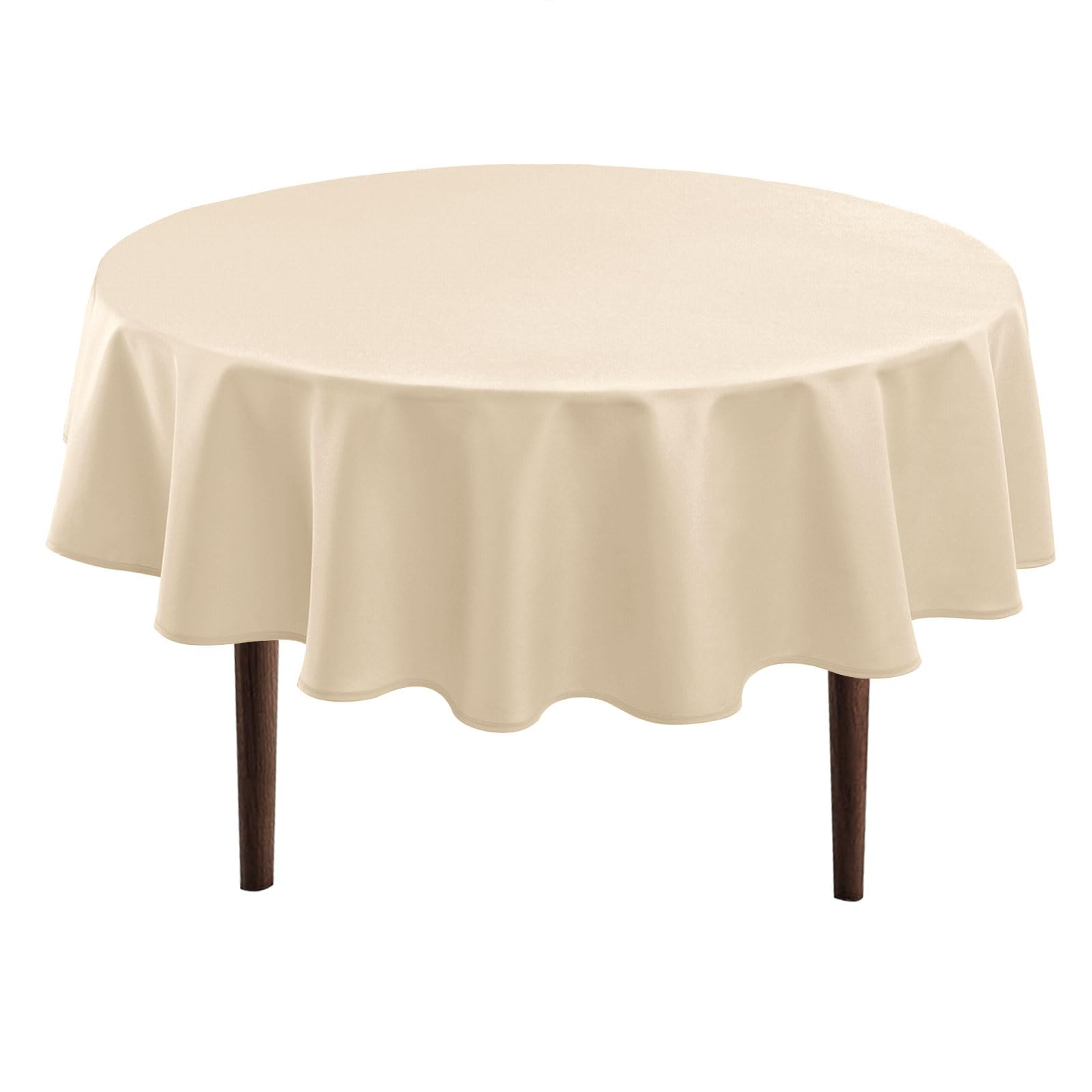 Hiasan Round Tablecloth 80 Inch - Waterproof Stain Resistant Spillproof Polyester Fabric Table Cloth for Dining Room Kitchen Party, Beige