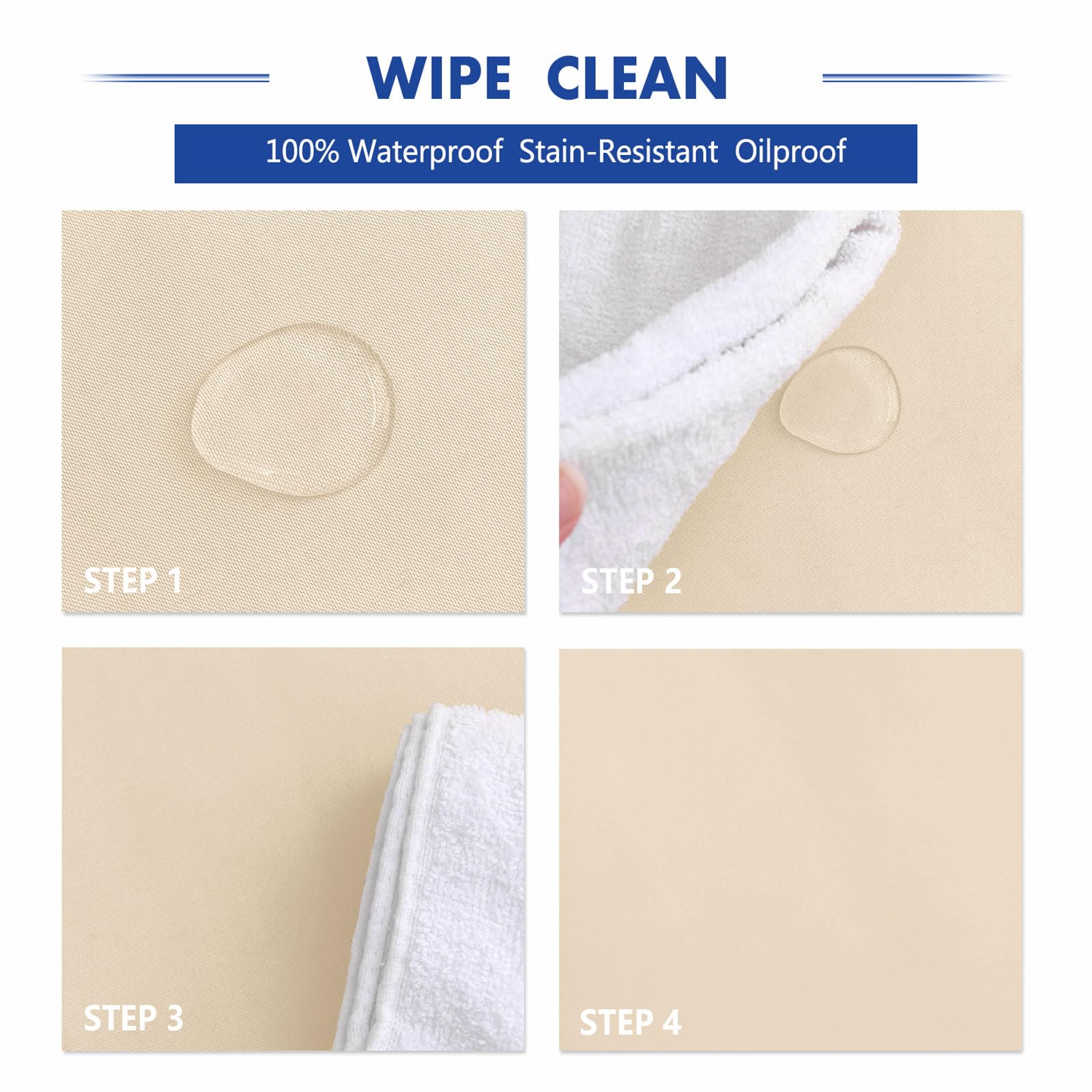 Hiasan Round Tablecloth 80 Inch - Waterproof Stain Resistant Spillproof Polyester Fabric Table Cloth for Dining Room Kitchen Party, Beige