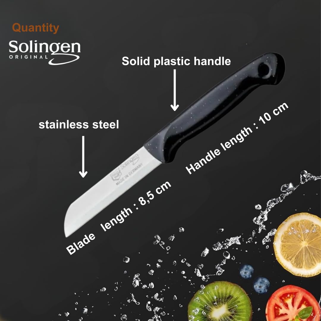 Solingen 6 Pcs Serrated Paring Knife Set – Sharp Small Kitchen Knives for Fruit & Vegetable – German Stainless Steel – Made in Solingen – Ideal for Cutting