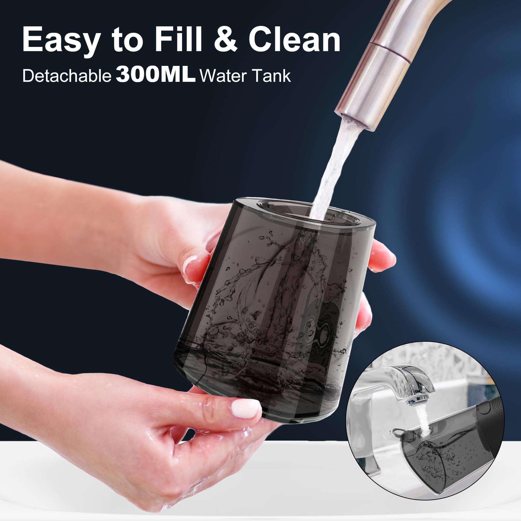 Water Dental Flosser Pick for Teeth: 4 Modes Cordless Portable Water Flossers Teeth Cleaner Rechargeable 300ML IPX7 Waterproof Oral Irrigator Flossing Cleaning Picks for Home Travel