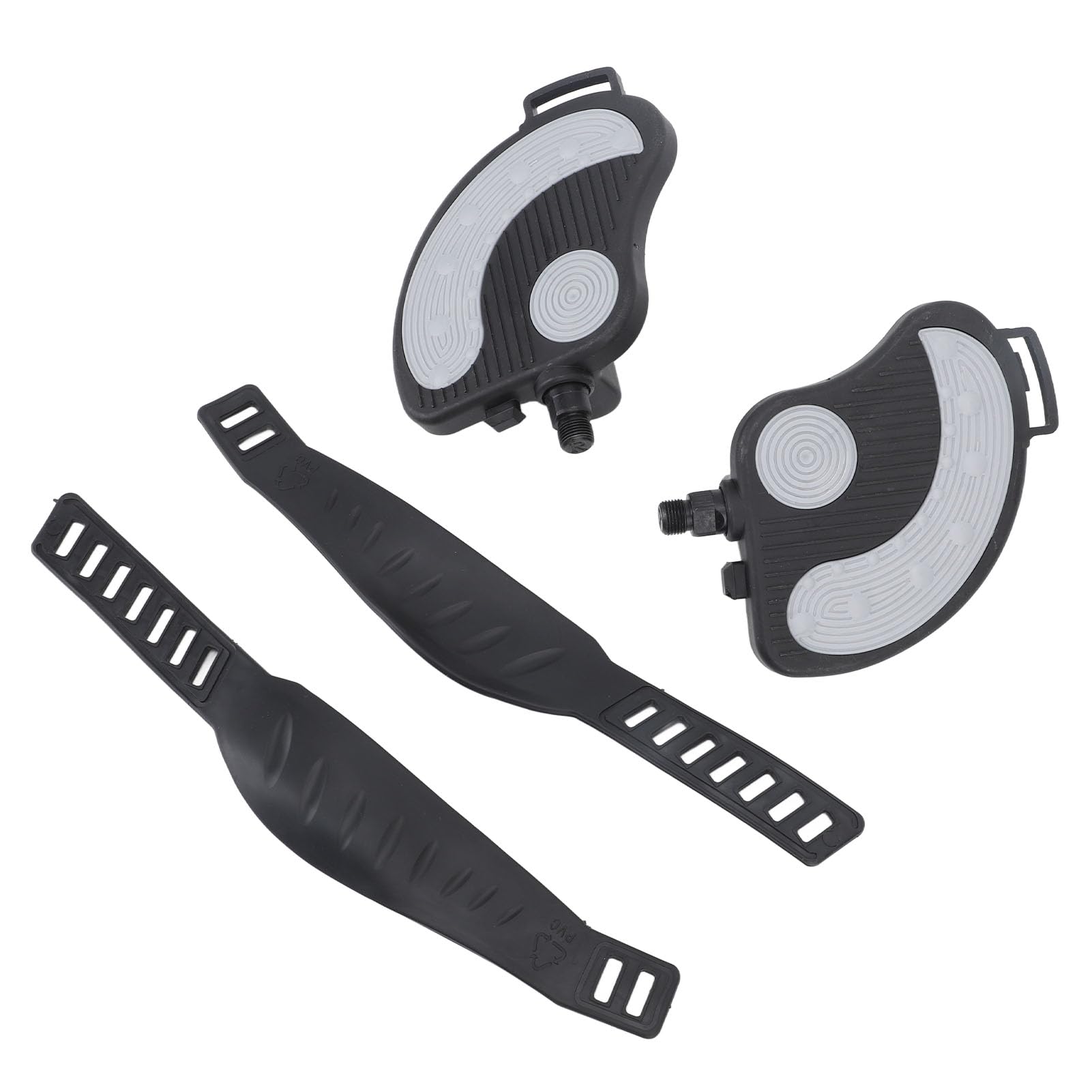 2PCS Exercise Bike Pedals with Straps, Universal Adjustable Bike Pedals, PP PVC Stainless Steel Pedal Clips for Home Gym Cycling, Ideal for Recumbent Fitness and Upright Exercise B