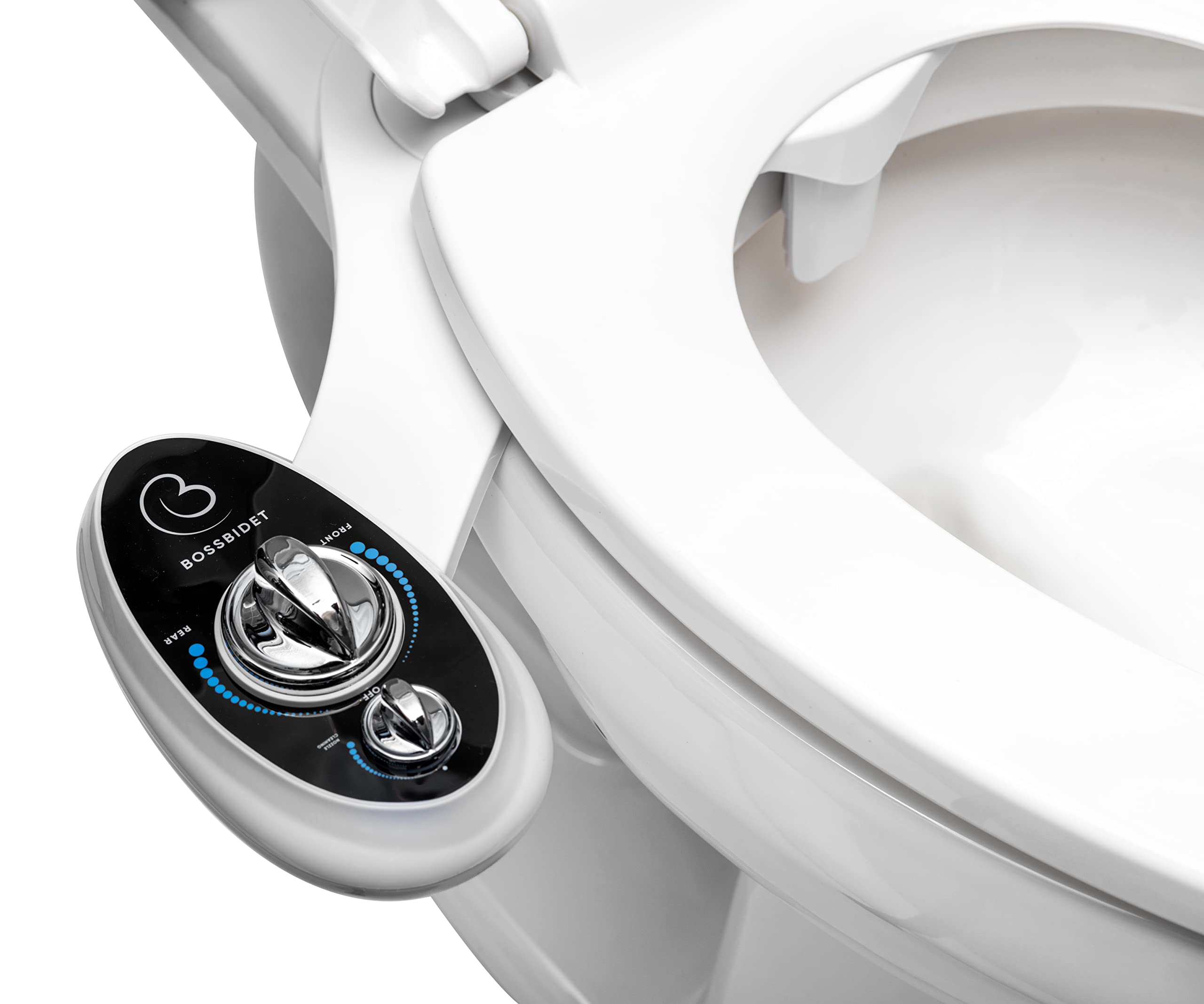 BossBidet, Luxury Bidet Toilet Seat Accessory - Water Sprayer Attachment to Clean Your Rear End. For Men, Women, Children - Non-Electric, Dual Nozzles, Aesthetic Design - Home & Bathroom Accessories
