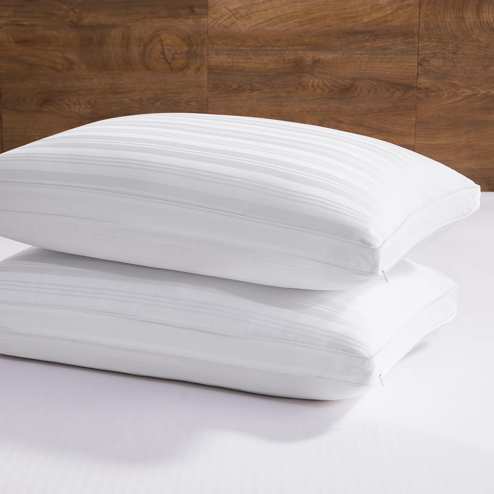 downluxe Goose Feather and Down Pillows - 2 Pack Gusseted Hotel Collection Feather Pillows Set of 2 for Back, Stomach or Side Sleepers, King Size (18"x34"x2")