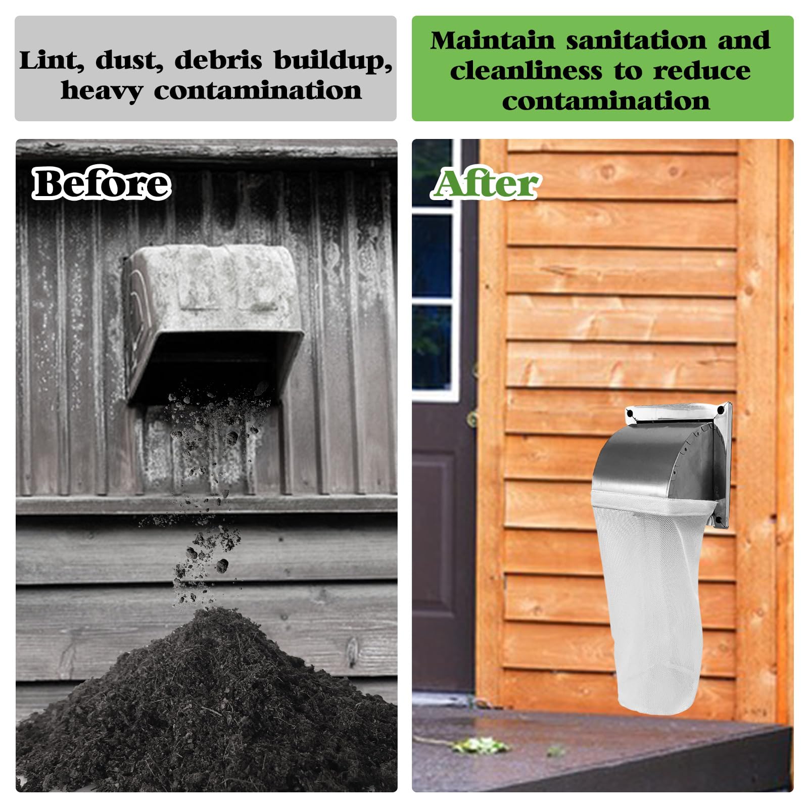 Lint Bag for Dryer Vent, 2 Packs Outdoor Vent Lint Bag Indoor Vent Lint Trap Dryer Vent Lint Bags Lint Traps Lint Dust Bag Dryer Vents Capturing Lint and Dust Dryer Lint Cover White (White)