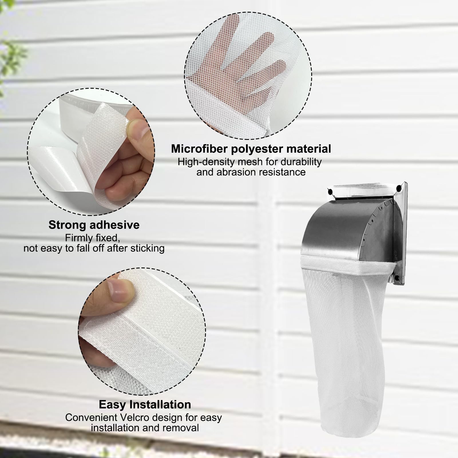 Lint Bag for Dryer Vent, 2 Packs Outdoor Vent Lint Bag Indoor Vent Lint Trap Dryer Vent Lint Bags Lint Traps Lint Dust Bag Dryer Vents Capturing Lint and Dust Dryer Lint Cover White (White)