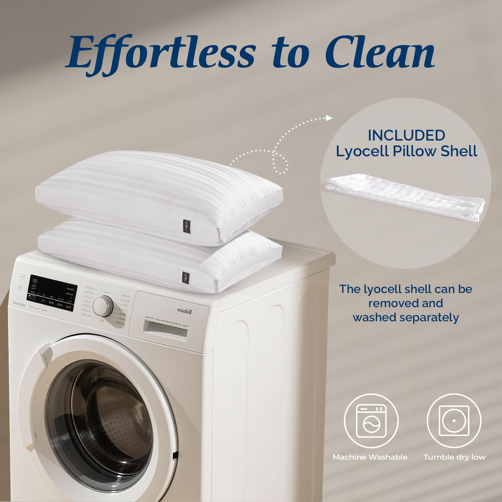 downluxe Goose Feather and Down Pillows - 2 Pack Gusseted Hotel Collection Feather Pillows Set of 2 for Back, Stomach or Side Sleepers, Queen Size (18"x26"x2")