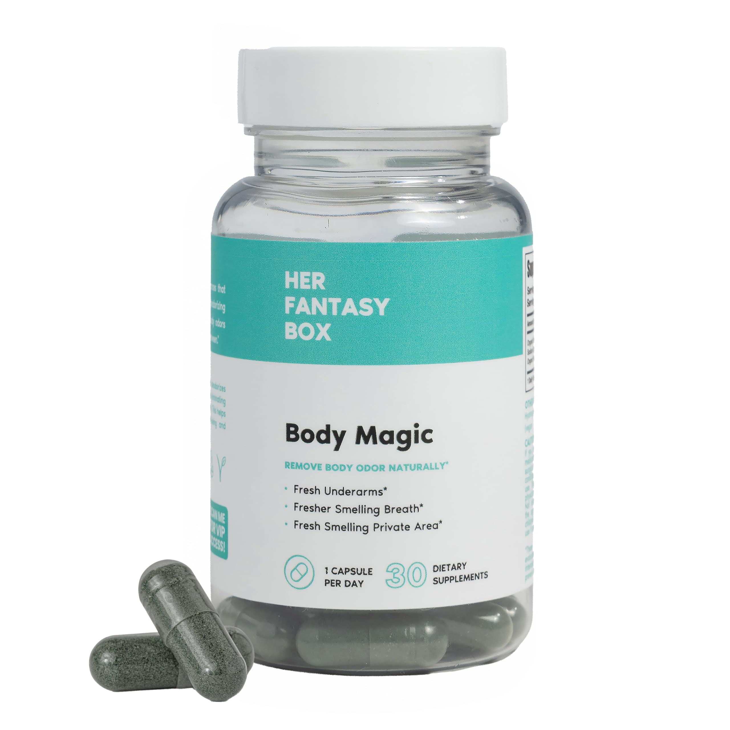 Her Fantasy Box | Body Magic | Chlorophyll Capsules – Vegan Detox & Digestion Support, Gut & Skin Health, Natural Energy Booster – 30 Capsules (200 mg)