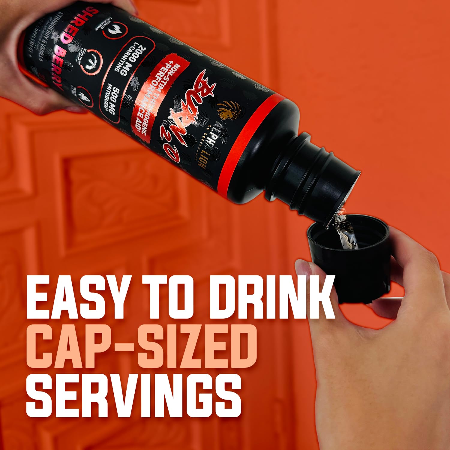 ALPHA LION Burn2O L-Carnitine Liquid 2000mg, Premium Liquid Fat Burner & Pre-Workout Supplement for Men & Women - Natural Energy & Metabolism Booster for Weight Loss - ShredBerry