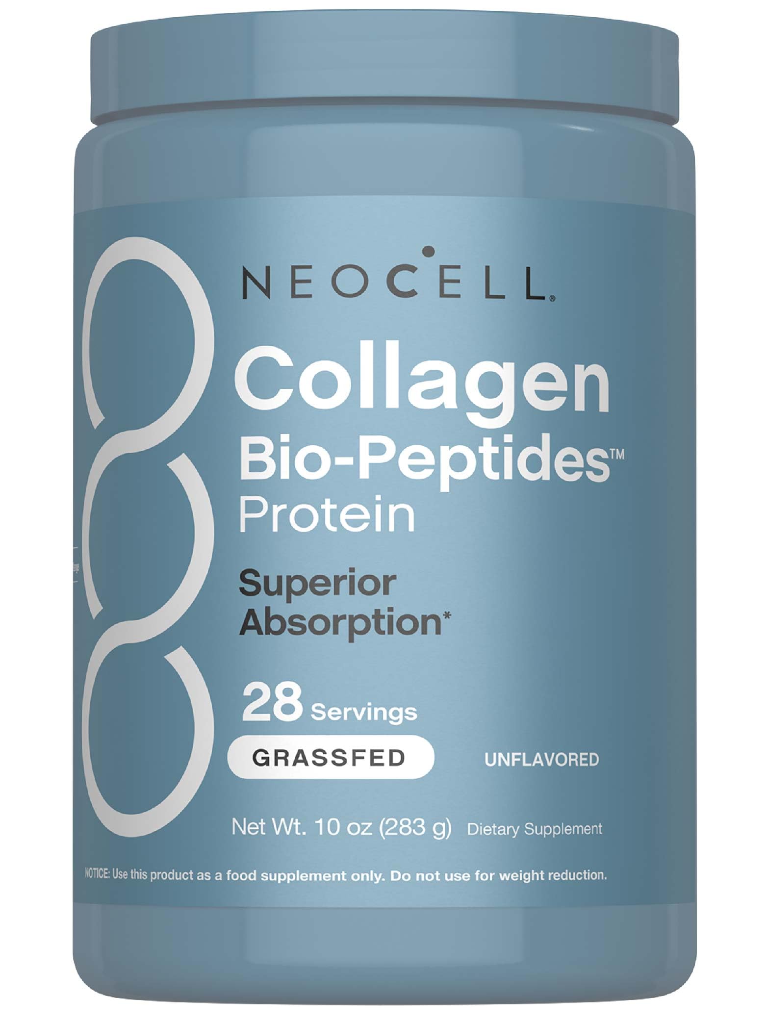 NeoCell Collagen Bio-Peptides Powder | 10oz | Super Hair, Skin, and Nails | Superior Absorption | Grassfed Protein Supplement | Advanced with 18 Essential Amino Acids