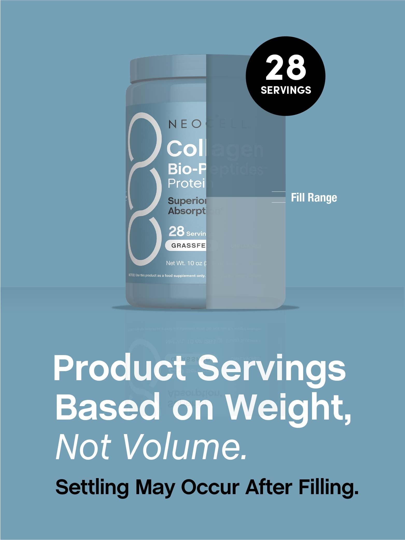 NeoCell Collagen Bio-Peptides Powder | 10oz | Super Hair, Skin, and Nails | Superior Absorption | Grassfed Protein Supplement | Advanced with 18 Essential Amino Acids