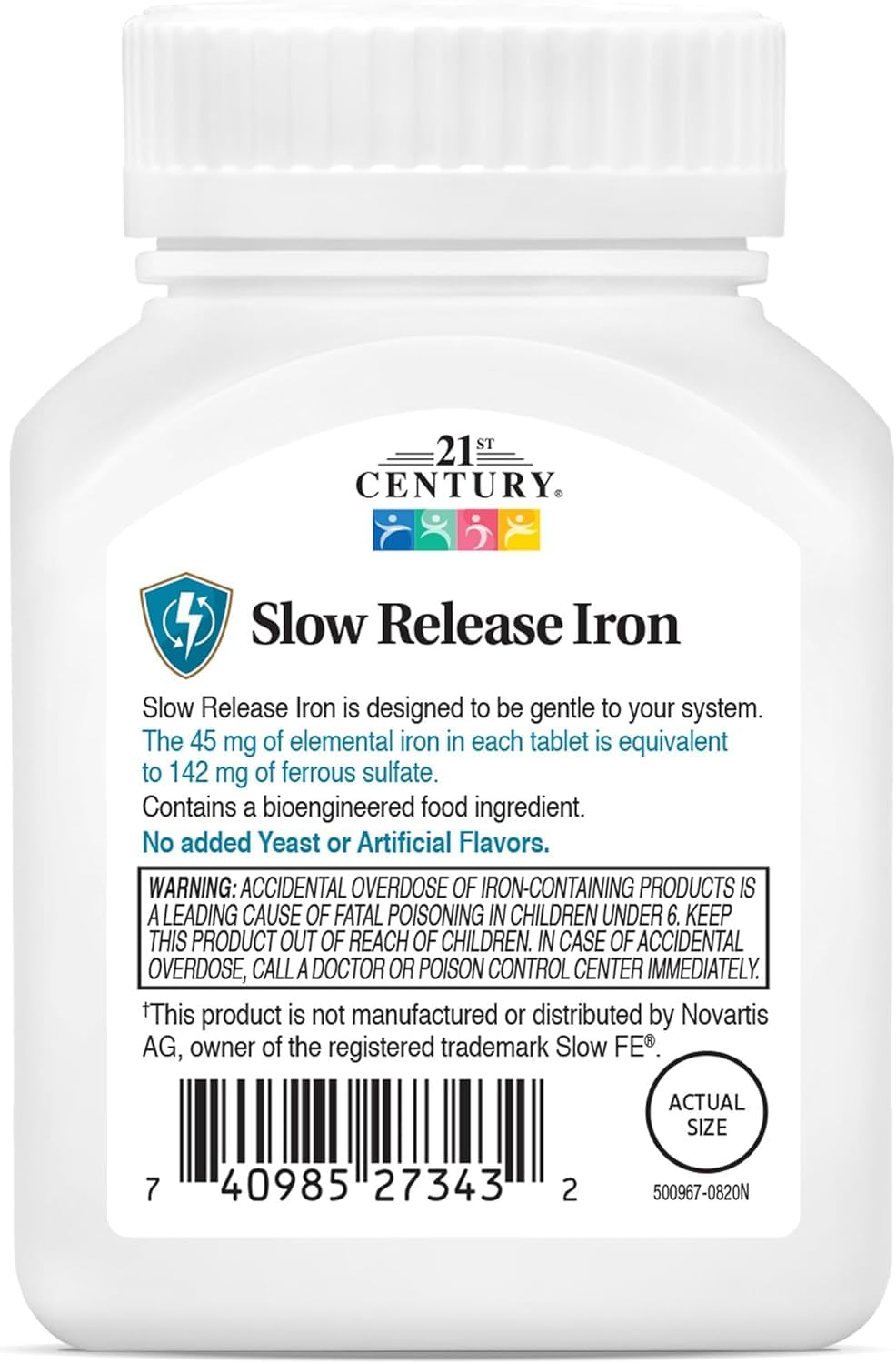 21st Century Slow Release Iron Tablets, 60 Count (Pack of 3)