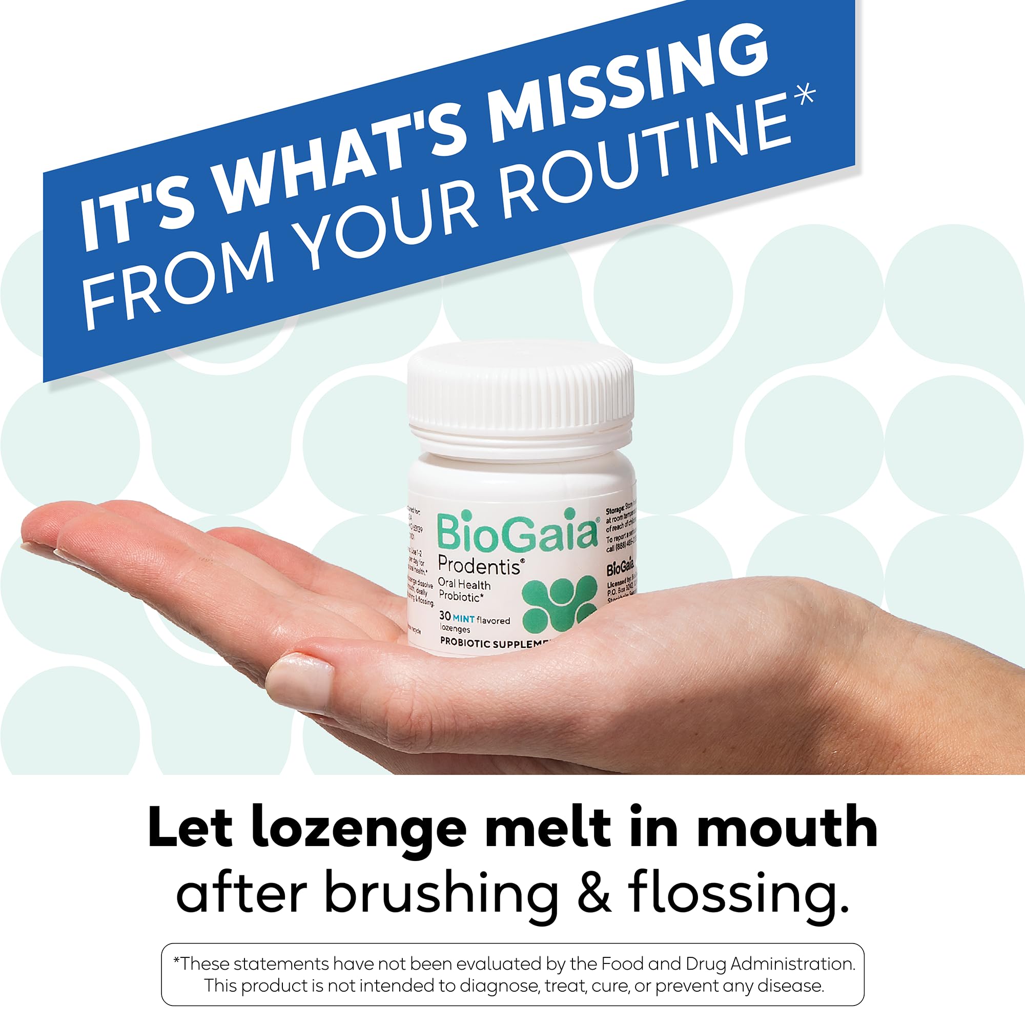 BioGaia Prodentis | Oral Probiotics | Promotes Healthy Gums & Teeth | Defends Against Bad Breath & Dental Problems | Improves Oral Health | Mint Flavored | 30 Dental Probiotic Lozenges