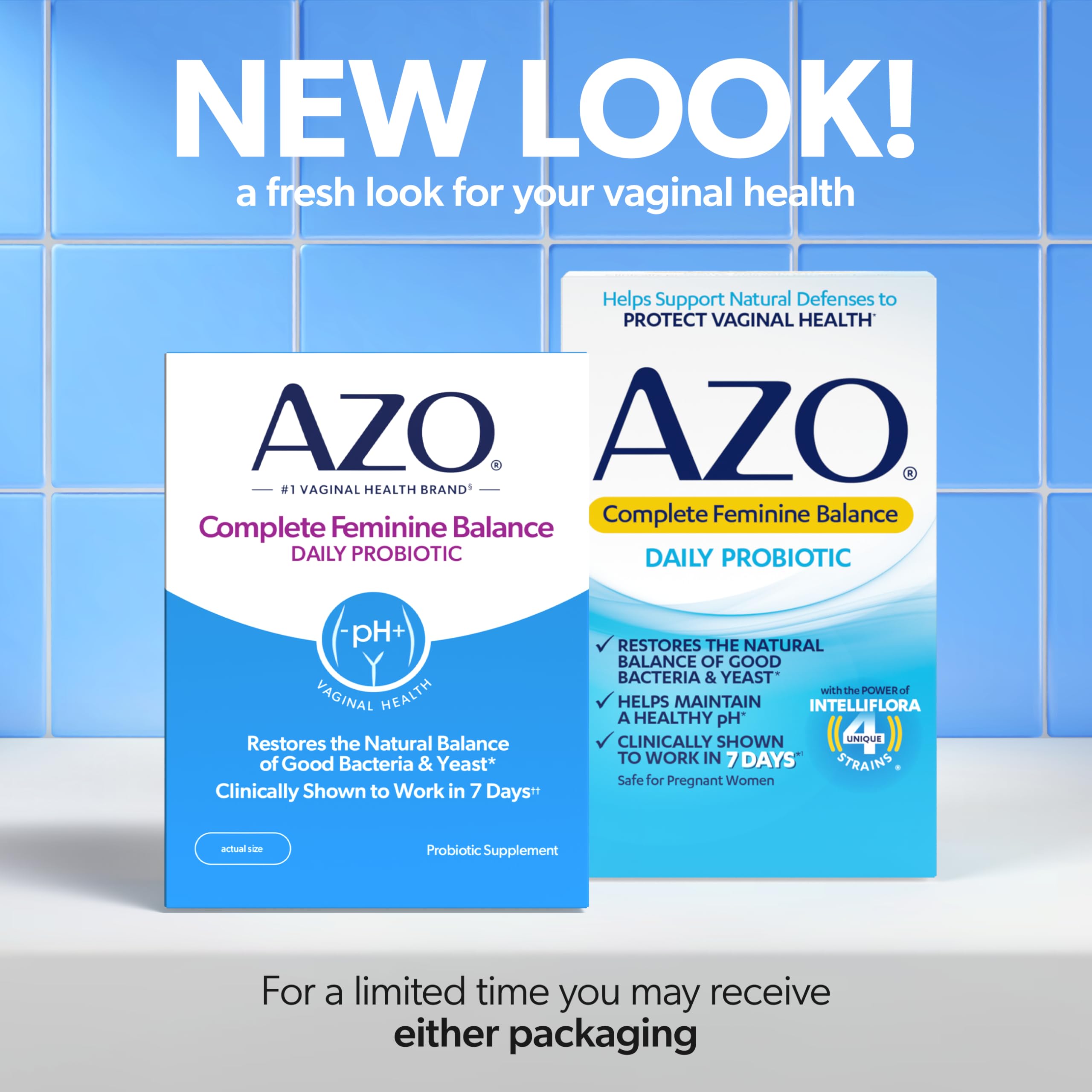 AZO Complete Feminine Balance Daily Vaginal Probiotics for Women, Clinically Proven to Help Protect Vaginal Health, Helps balance pH and yeast, 60 Count