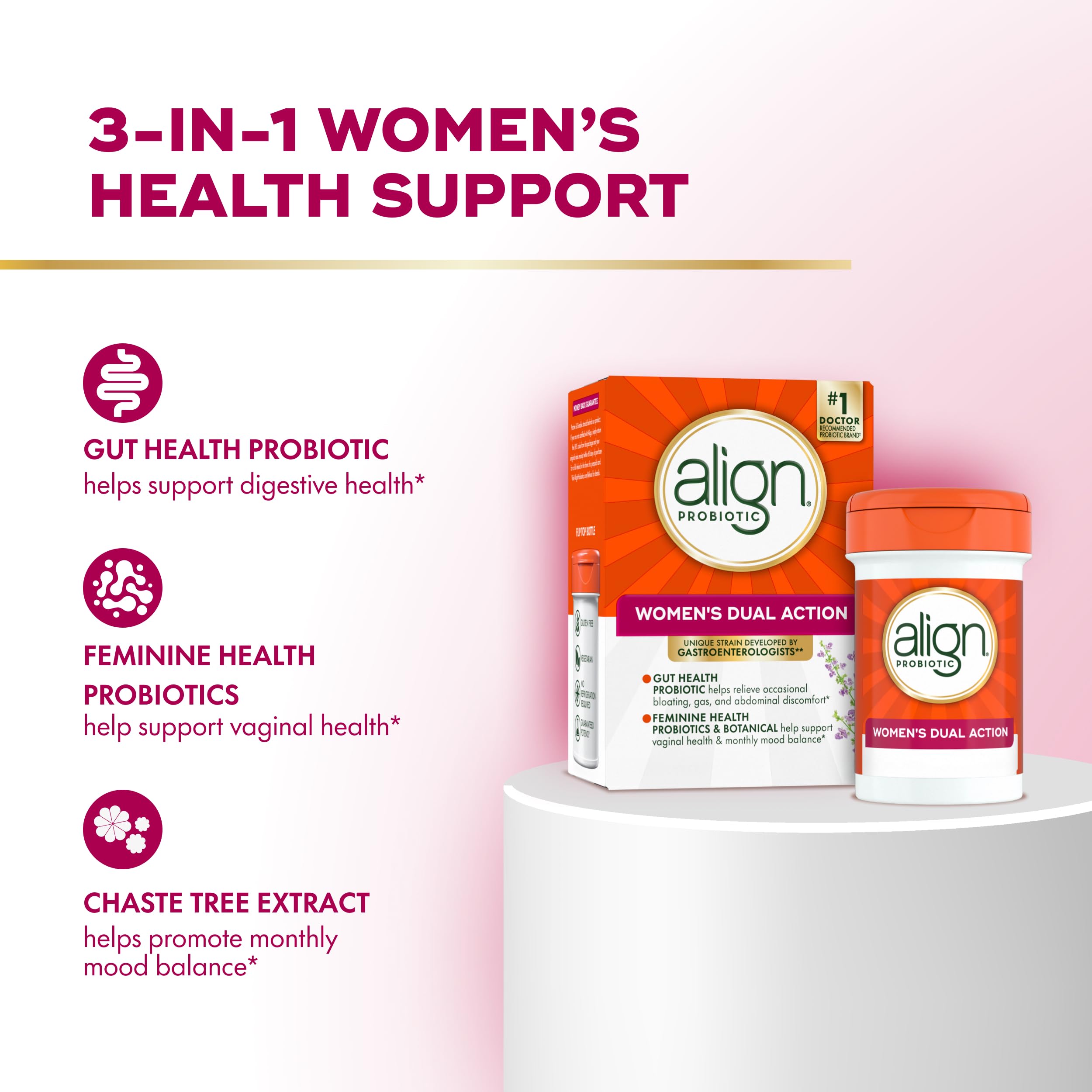 Align Probiotic, Womens Dual Action, Vaginal Probiotics for Women, Womens Probiotic for Vaginal Health Support, with Probiotics for Digestive Health, 42 Probiotic Capsules