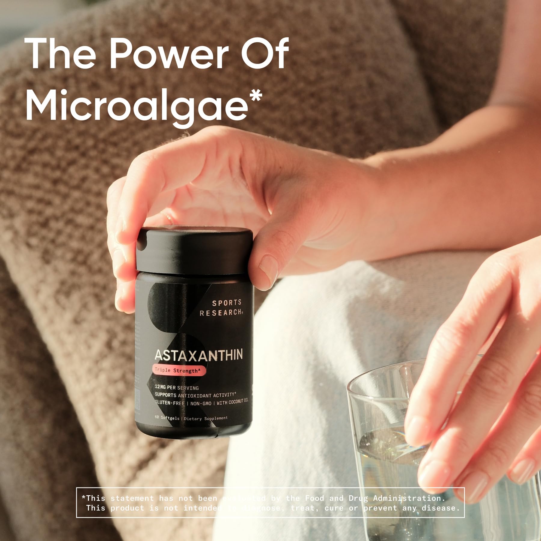 Sports Research Triple Strength Astaxanthin 12mg with Organic Coconut Oil - Antioxidant Supplement, Non-GMO Verified & Gluten Free - 60 Softgels