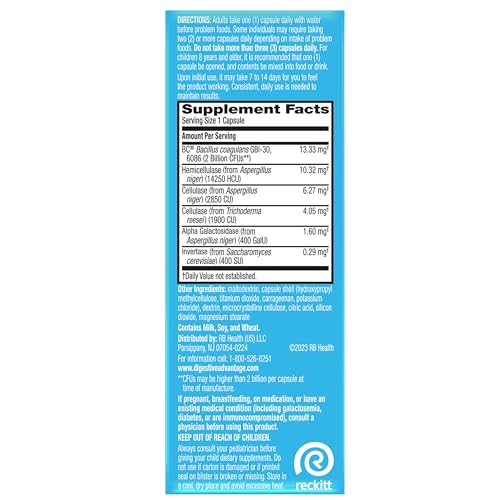 Digestive Enzyme and Probiotic Capsule- Digestive Advantage 32 Capsules, Survives 100x Better than regular 50 billion CFU, Breaks down food, helps prevent gas