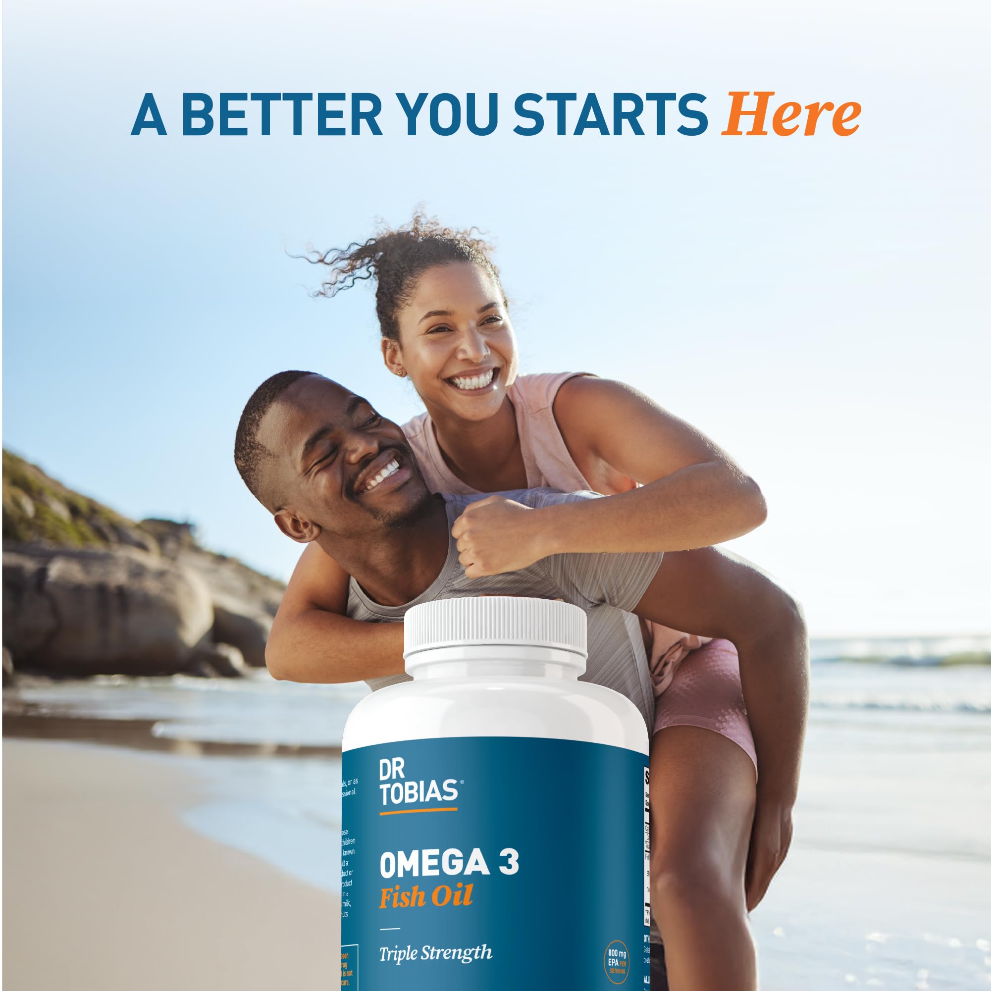 Dr. Tobias Omega 3 Fish Oil 2000mg Triple Strength with 800mg EPA 600mg DHA Per Serving | Fish Oil Omega 3 Supplements for Heart Brain & Immune Support - 90 Softgels (45 Servings)