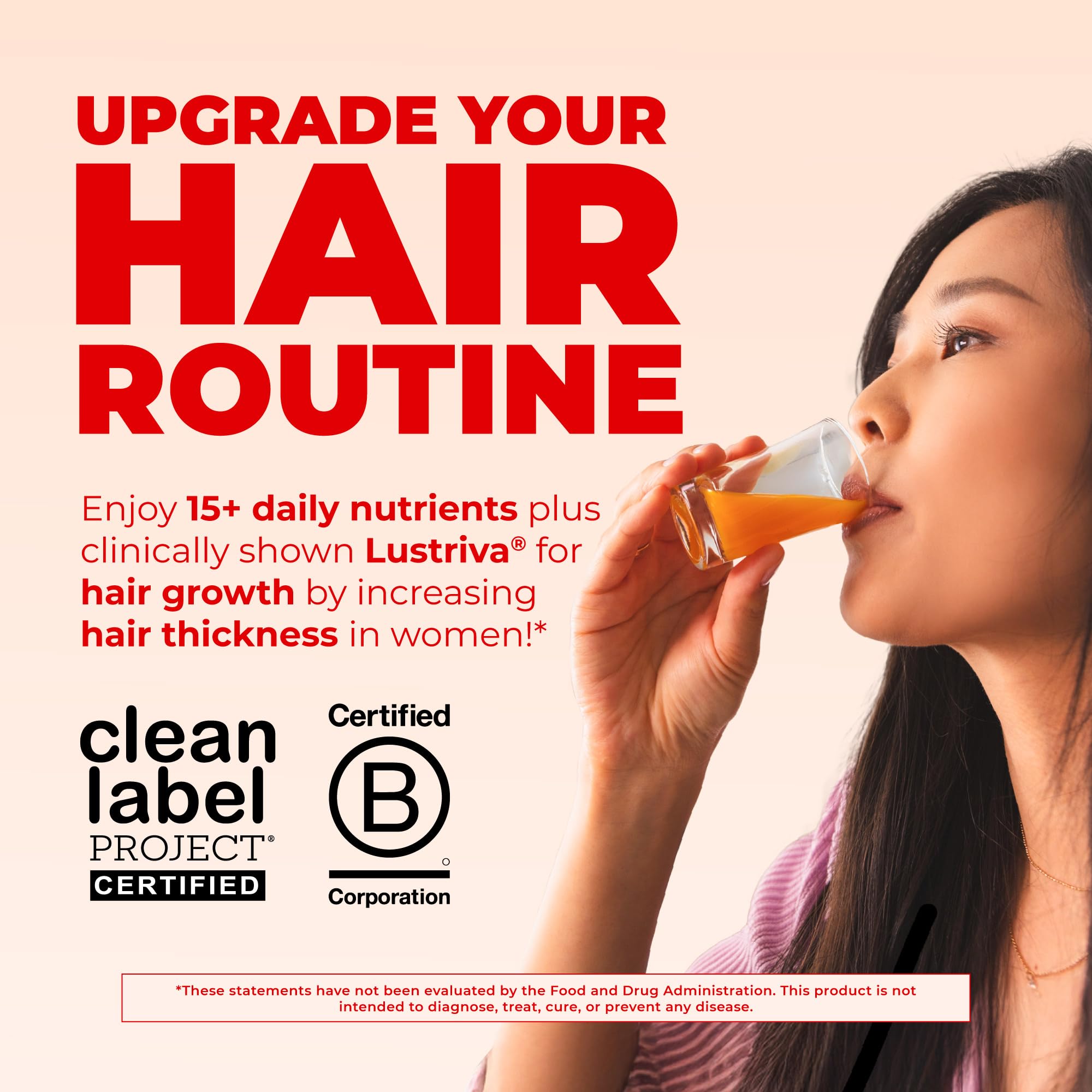 MARYRUTH'S Liquid Multivitamin+Hair Growth | Biotin 10000mcg | Lustriva Hair Growth Supplement | Clinically Tested in Women for Thicker Hair&Facial Wrinkle | Skin Care | Ages 18+ | 15.22 Fl Oz