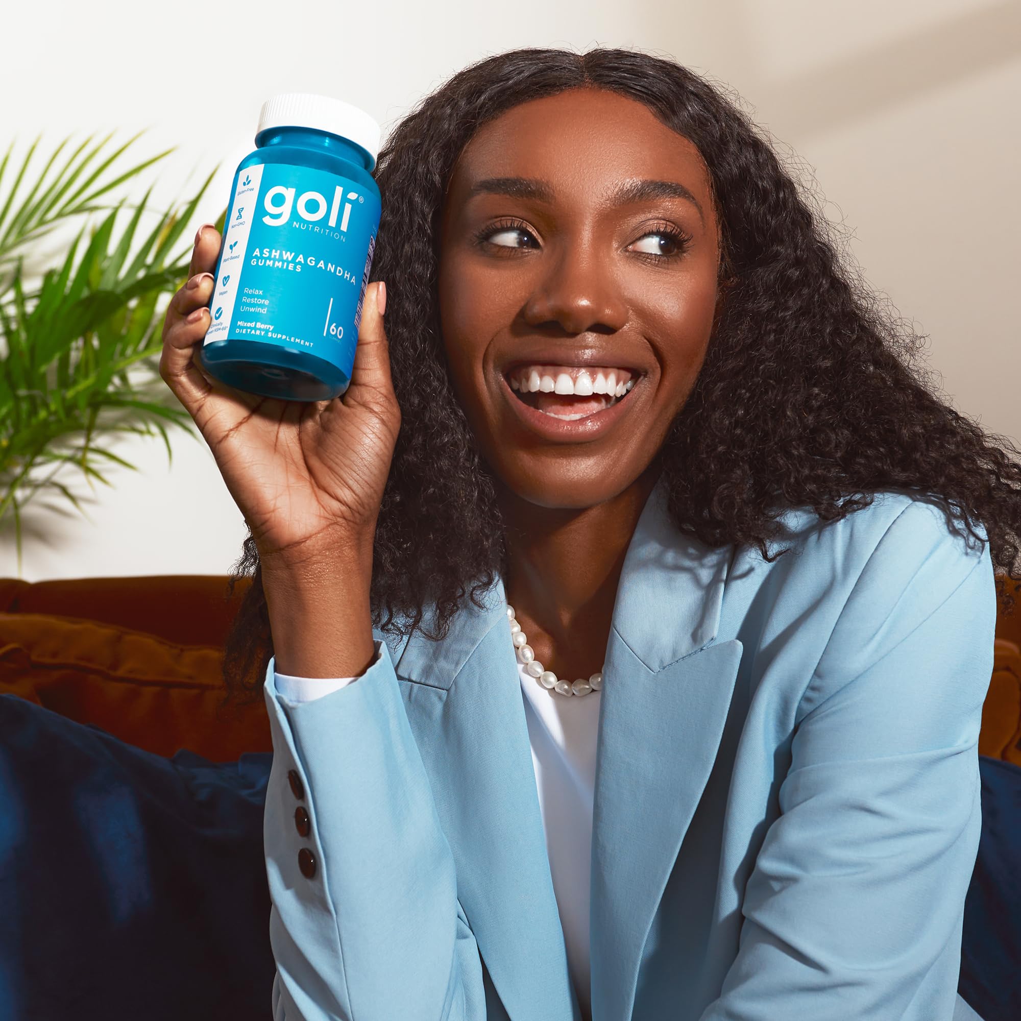 Goli Ashwagandha Gummies with KSM-66 and Vitamin D - Premium Root Extract - Vegan, Non-GMO - Mixed Berry Flavor - 60 Count (2-Pack, 120 Total)