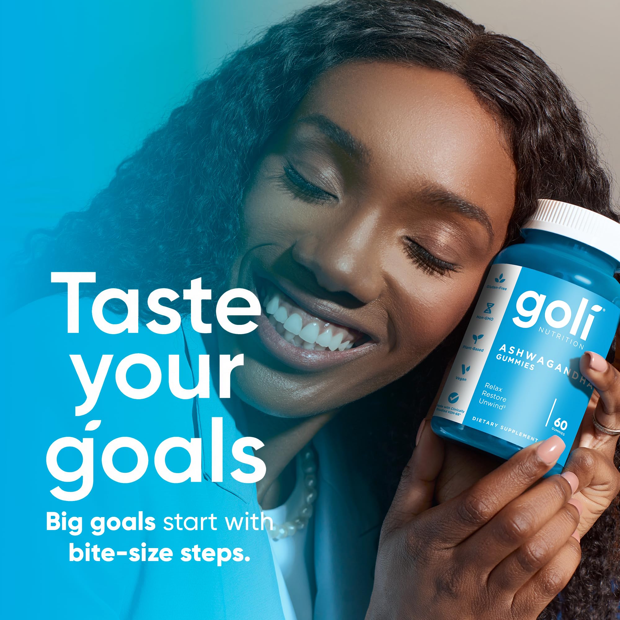 Goli Ashwagandha Gummies with KSM-66 and Vitamin D - Premium Root Extract - Vegan, Non-GMO - Mixed Berry Flavor - 60 Count (2-Pack, 120 Total)