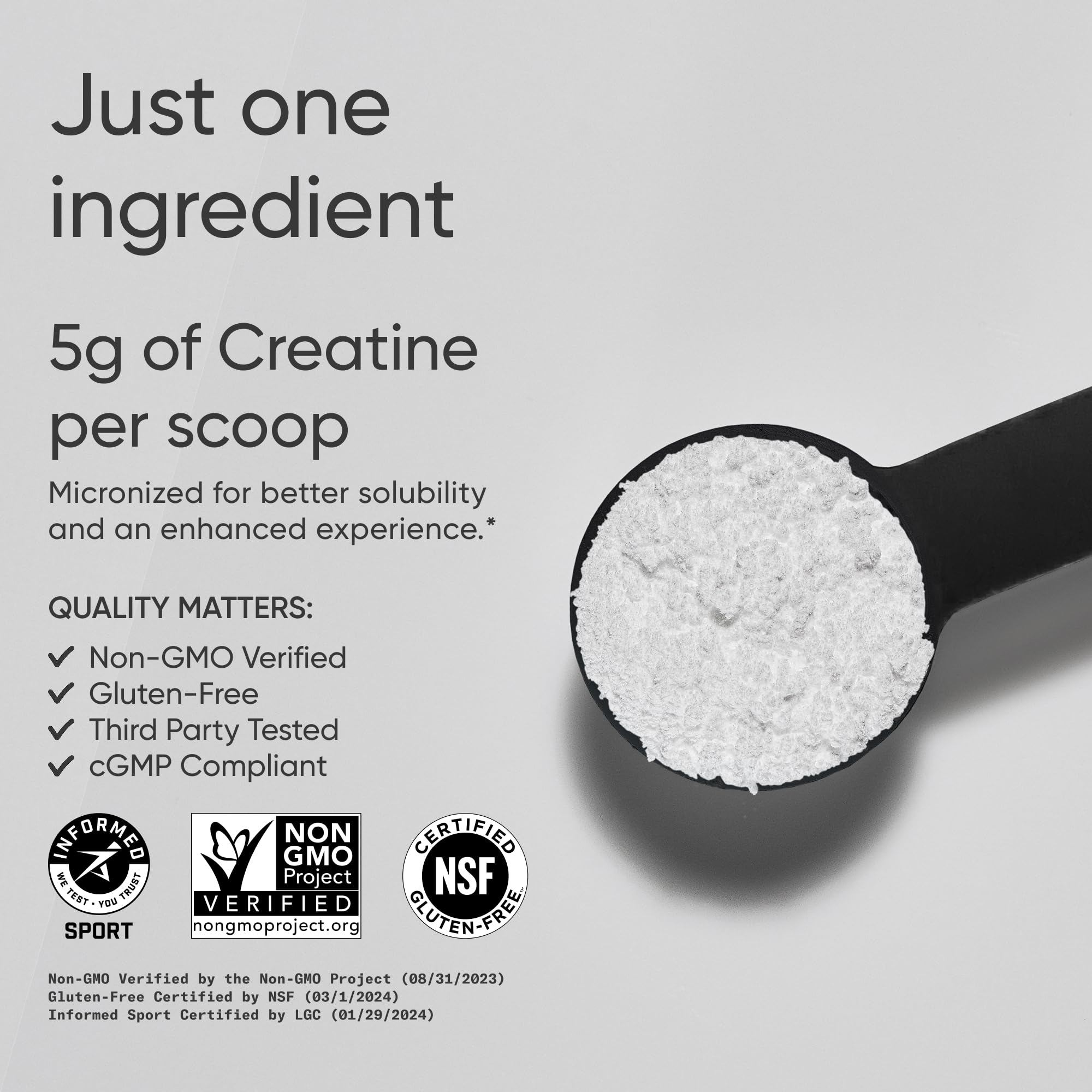 Sports Research Creatine Monohydrate - Gain Lean Muscle, Improve Performance and Strength and Support Workout Recovery* - 5 g Micronized Creatine - 17.64 oz