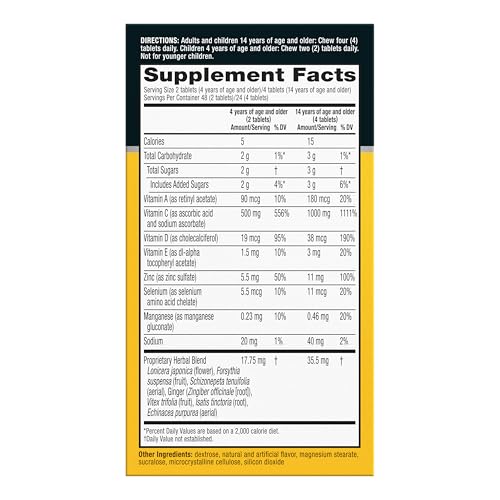 Airborne Vitamin C 1000mg (per Serving) - Citrus Chewable Tablets (96 Count in a Box) - Packaging May Vary