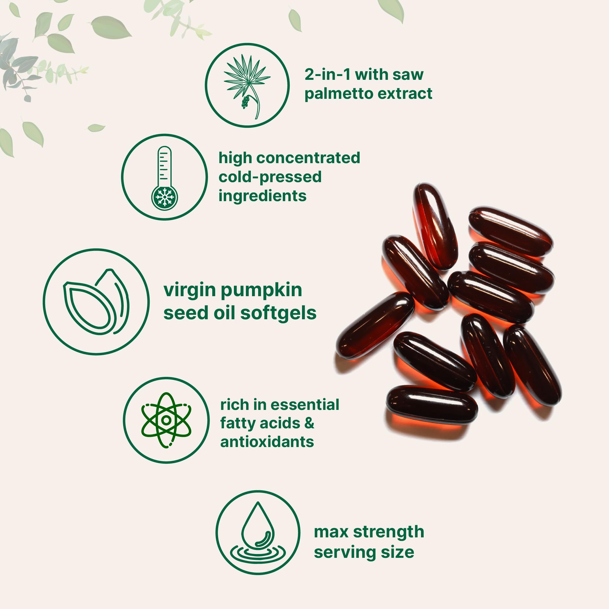 Micro Ingredients Pumpkin Seed Oil with Saw Palmetto,300 Softgels | Cold Pressed, Pure Virgin Oil, Essential Fatty Acids, & Phytosterols | Non-GMO