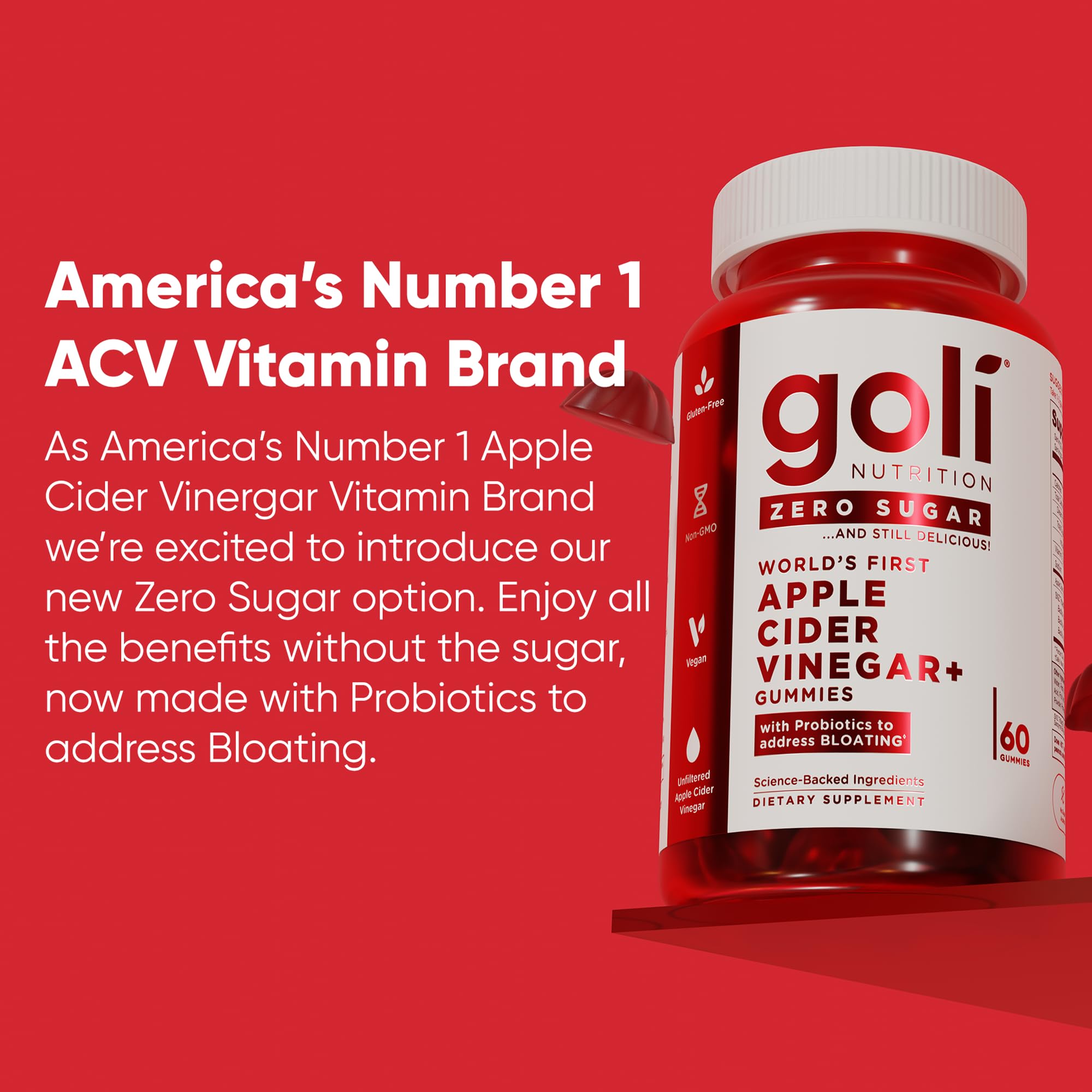 Goli Zero Sugar Trio - World's First 3-in-1 Pre, Post, Probiotic, Apple Cider Vinegar with Vitamin B12 and Probiotics, Ashwagandha & L-Theanine, Vitamin D Gummies