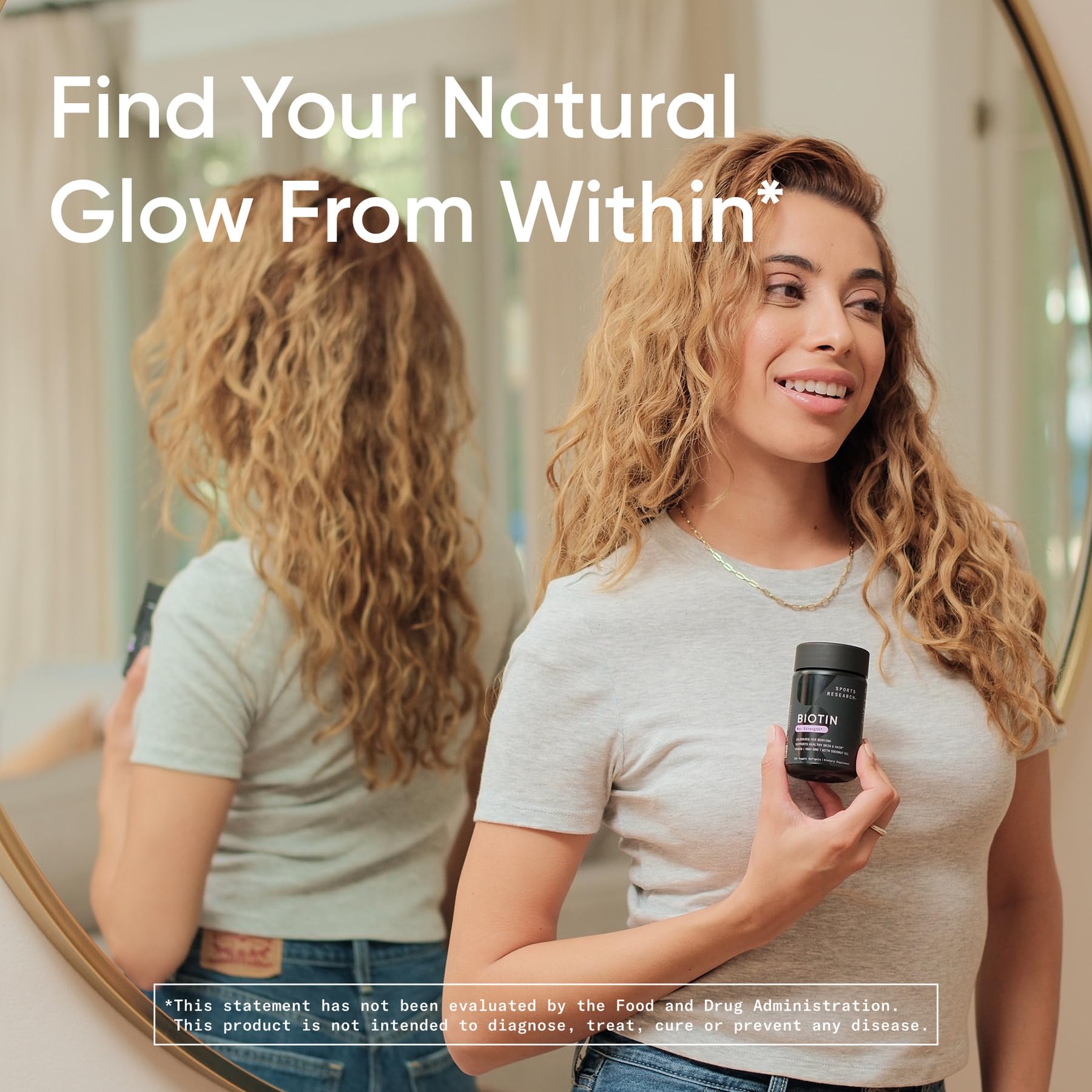 Sports Research® Biotin 10,000mcg with Organic Coconut Oil - Biotin (Vitamin B7) for Healthy Skin and Hair Support* - for Women and Men - Vegan, Non-GMO, Gluten & Soy-Free - 120 Veggie Softgels