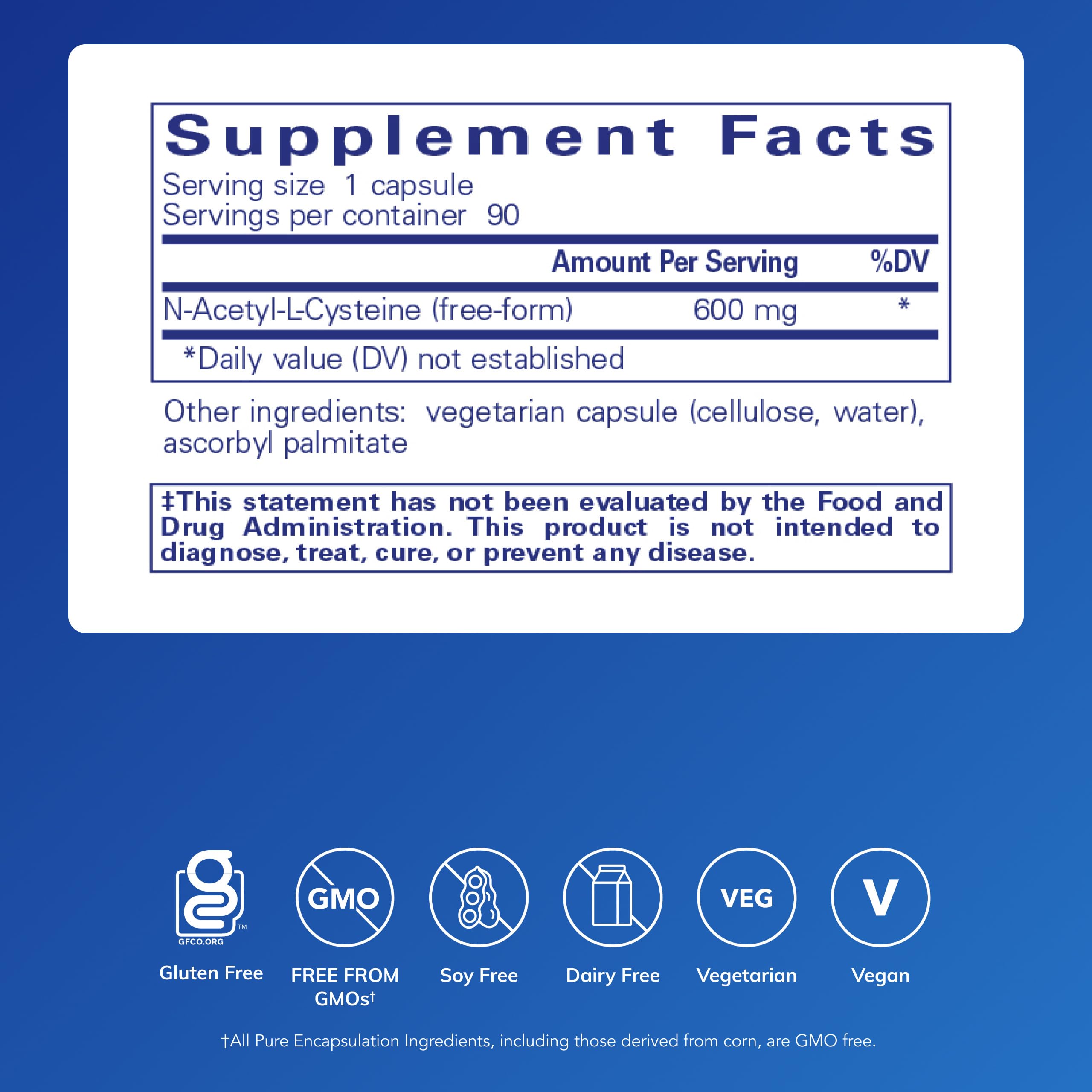 Pure Encapsulations NAC 600 mg - N-Acetyl Cysteine NAC Supplement for Lung Health & Immune Support, Liver Support & Antioxidants* - with Freeform N-Acetyl-L-Cysteine - 90 Capsules
