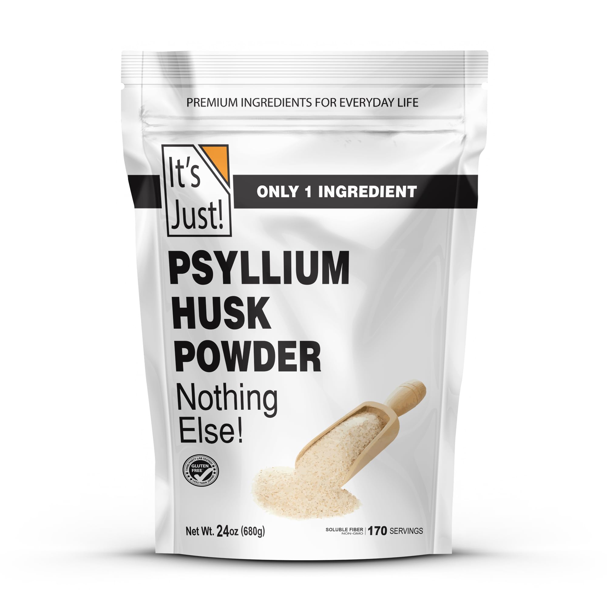 It's Just! - Psyllium Husk Powder, Easy Mixing Dietary Fiber, Cleanse Your Digestive System, Finely Ground Powder, Ideal for Keto Baking, Non-GMO (Unflavored, 24oz (Pack of 1))